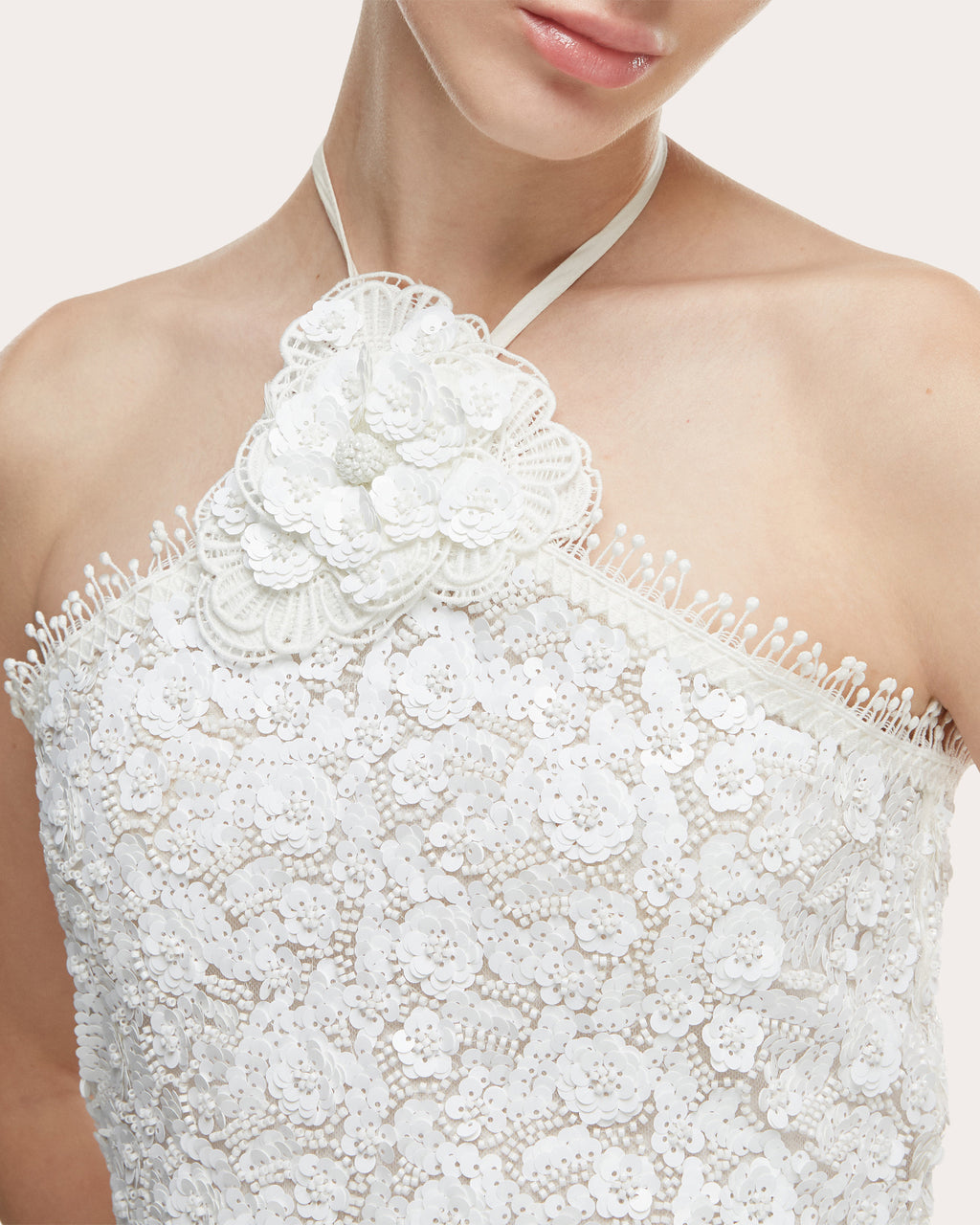 Beso de Luna Floral Sequin Halter Maxi Dress