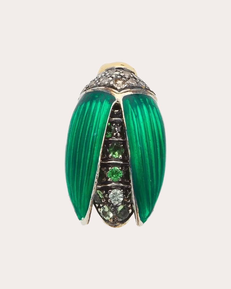 Tsavorite & Diamond Mini Scarab Stud Earring
