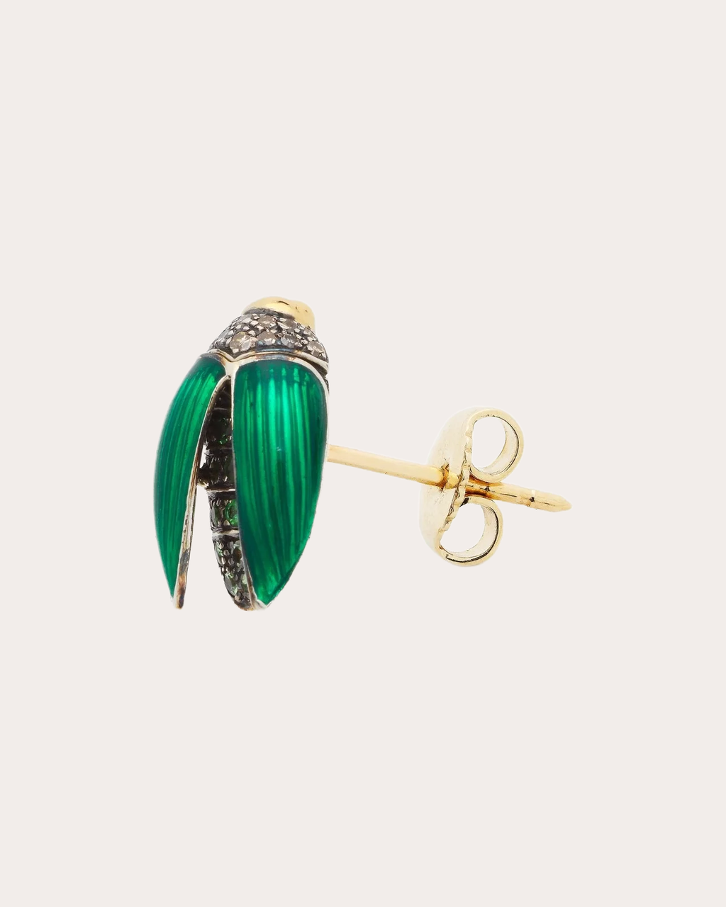 Tsavorite & Diamond Mini Scarab Stud Earring
