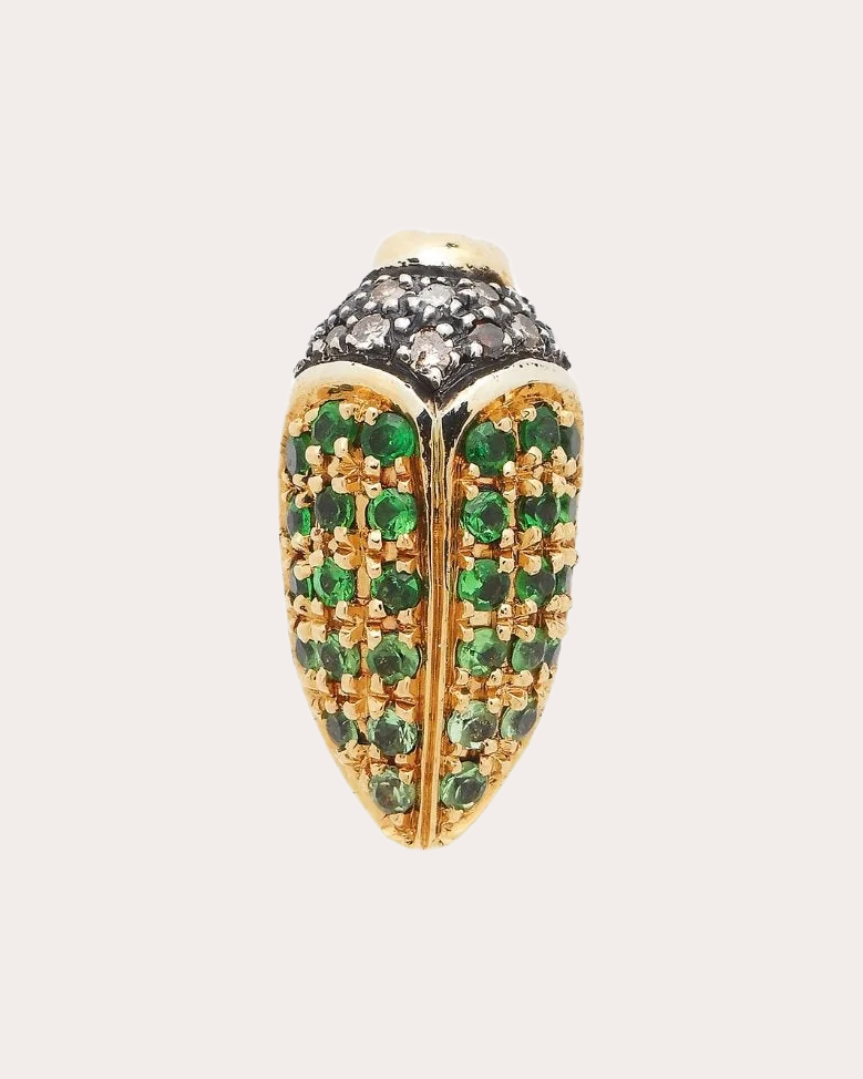 Tsavorite & Yellow Sapphire Mini Scarab Stud Earring