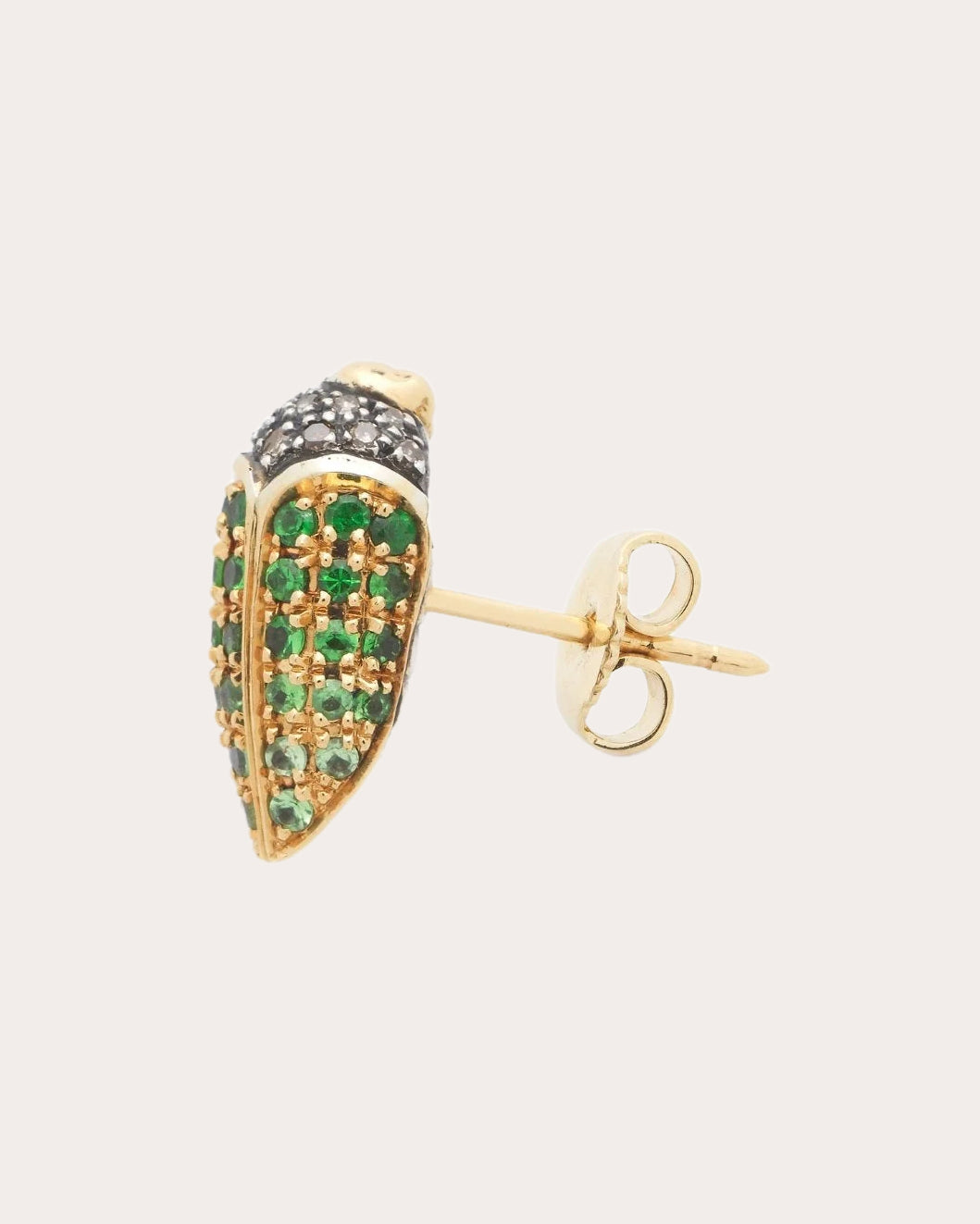 Tsavorite & Yellow Sapphire Mini Scarab Stud Earring