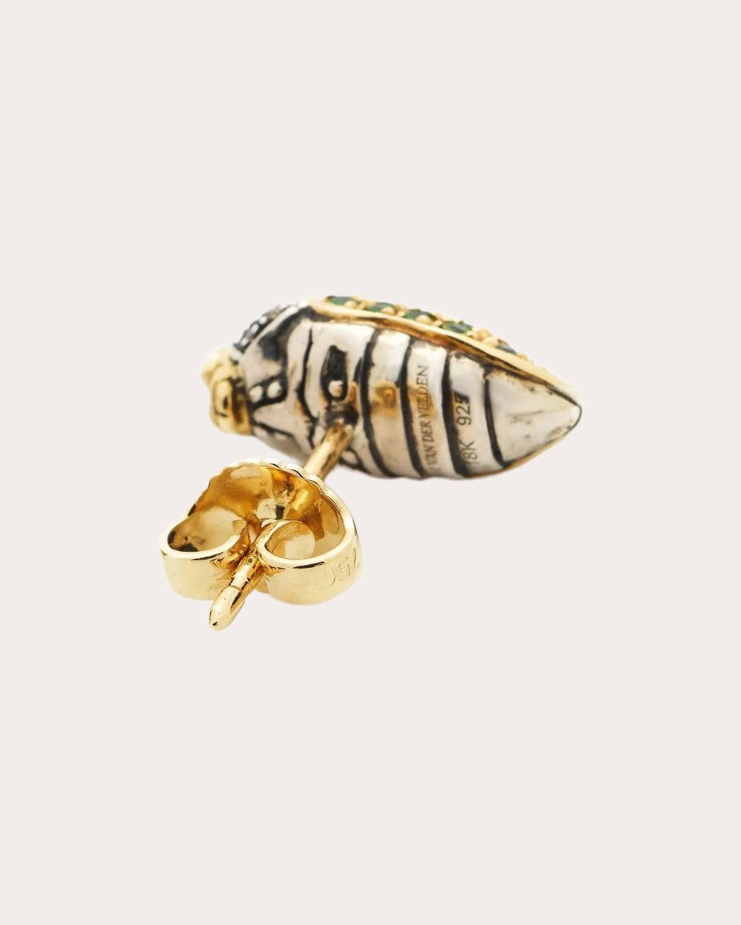 Tsavorite & Yellow Sapphire Mini Scarab Stud Earring