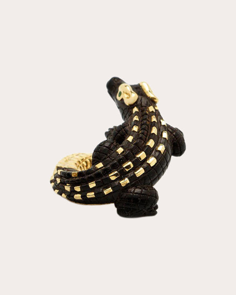 Ebony Wood & 18k Gold Alligator Twist Earring