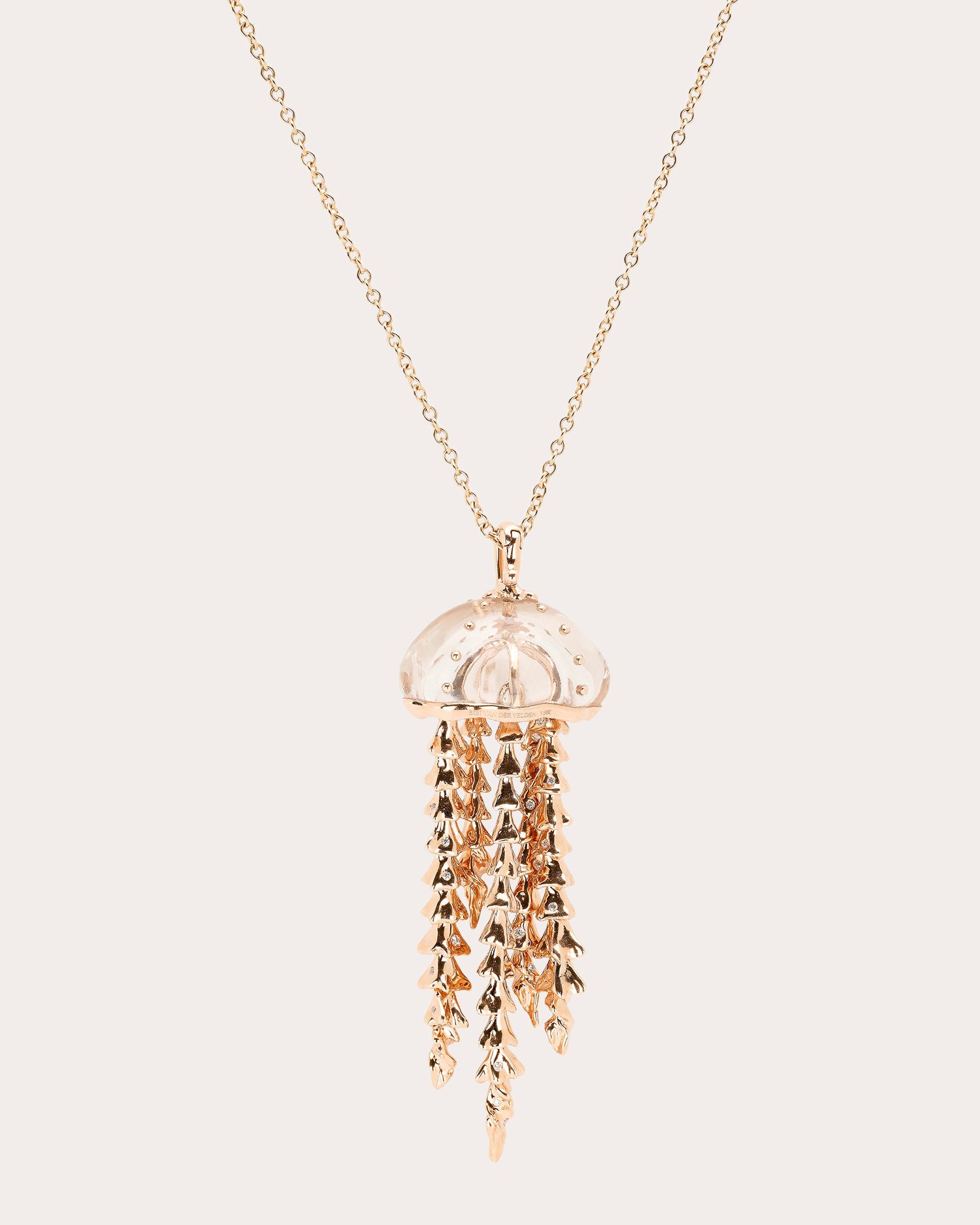 Quartz & Diamond Jellyfish Pendant Necklace