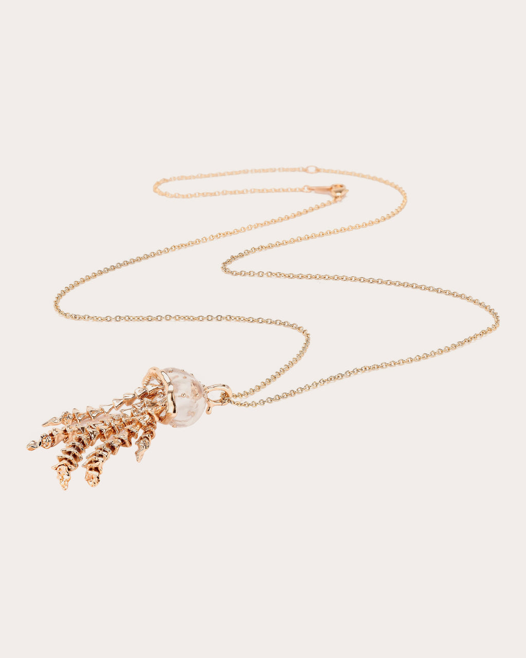 Quartz & Diamond Jellyfish Pendant Necklace