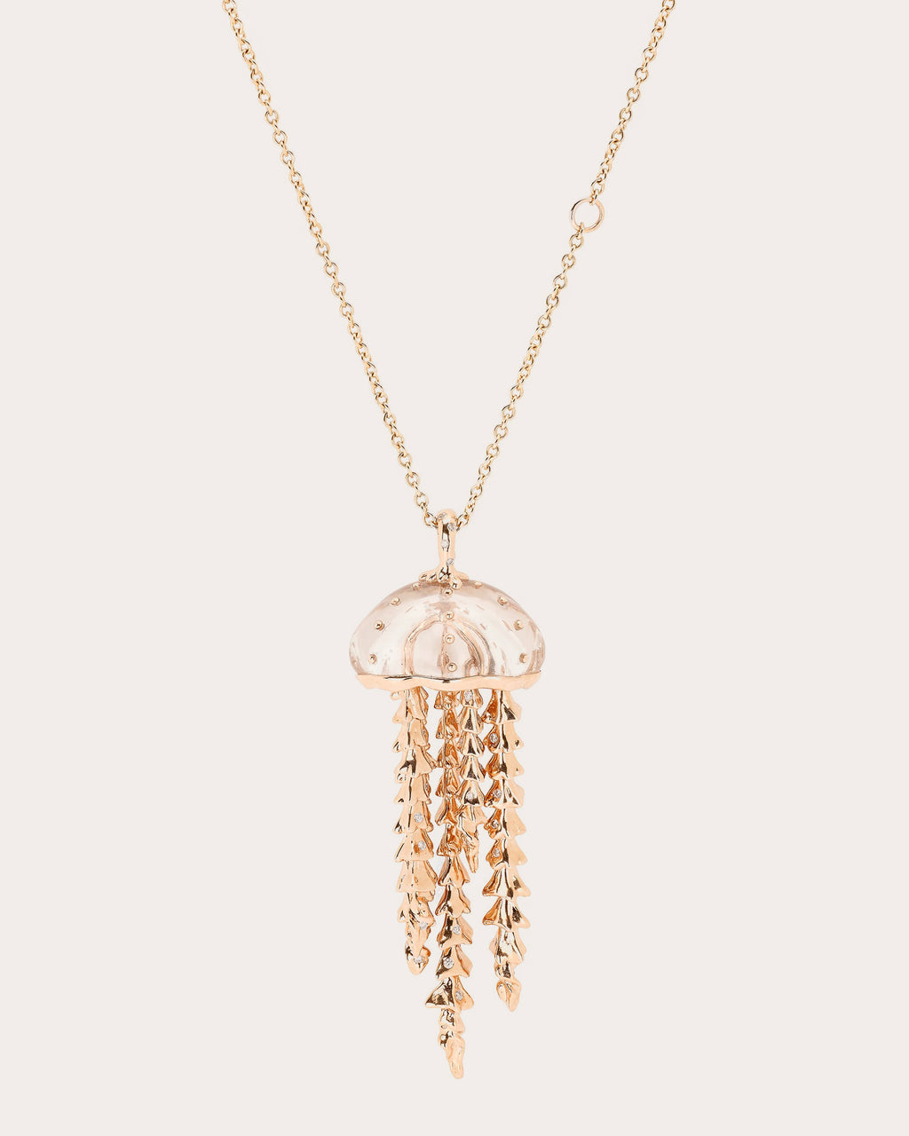 Quartz & Diamond Jellyfish Pendant Necklace