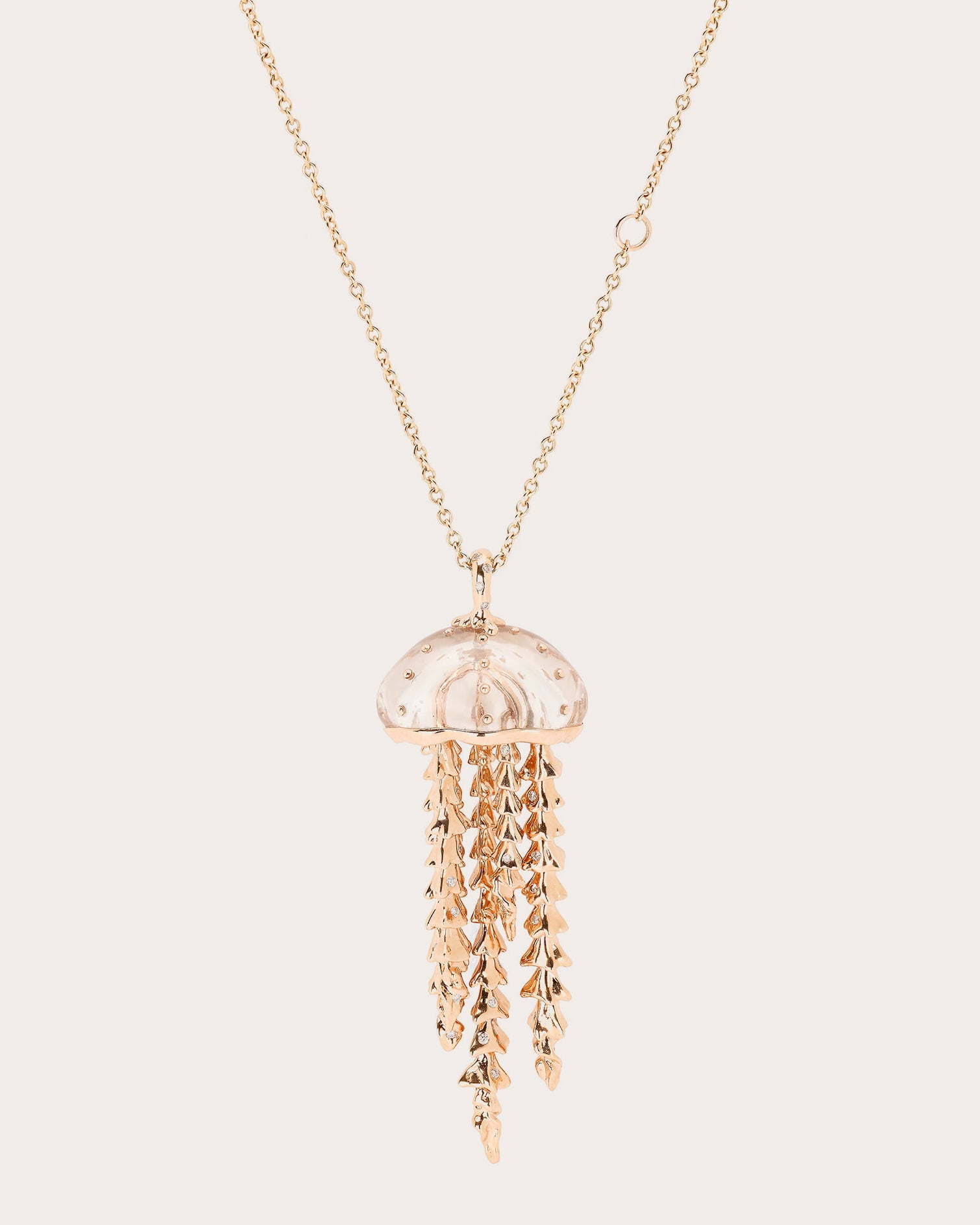Quartz & Diamond Jellyfish Pendant Necklace