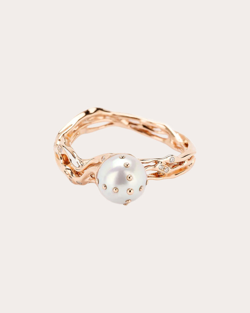 Akoya Pearl & Diamond Jellyfish Ring