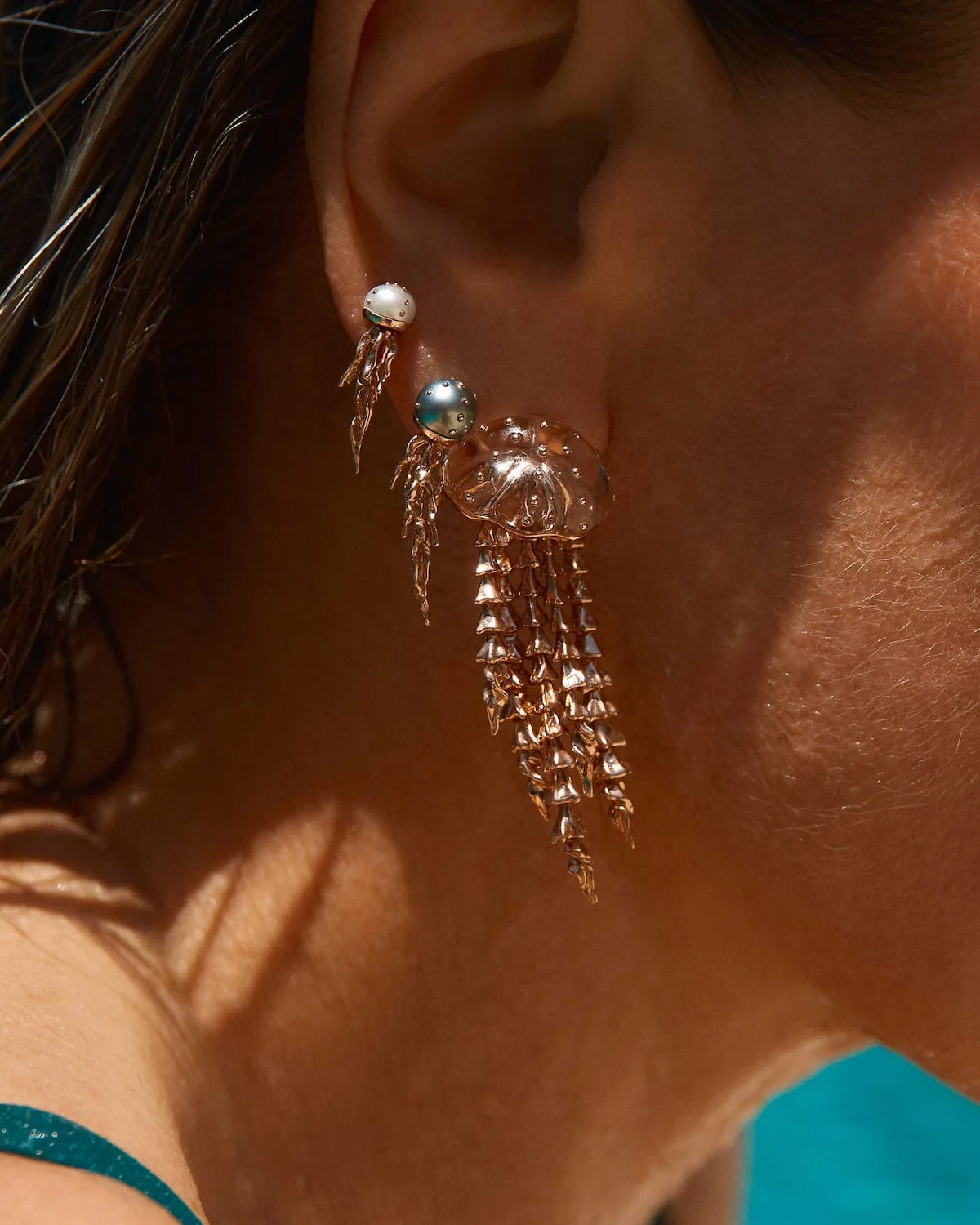 Akoya Pearl & 18k Rose Gold Mini Jellyfish Stud Earring