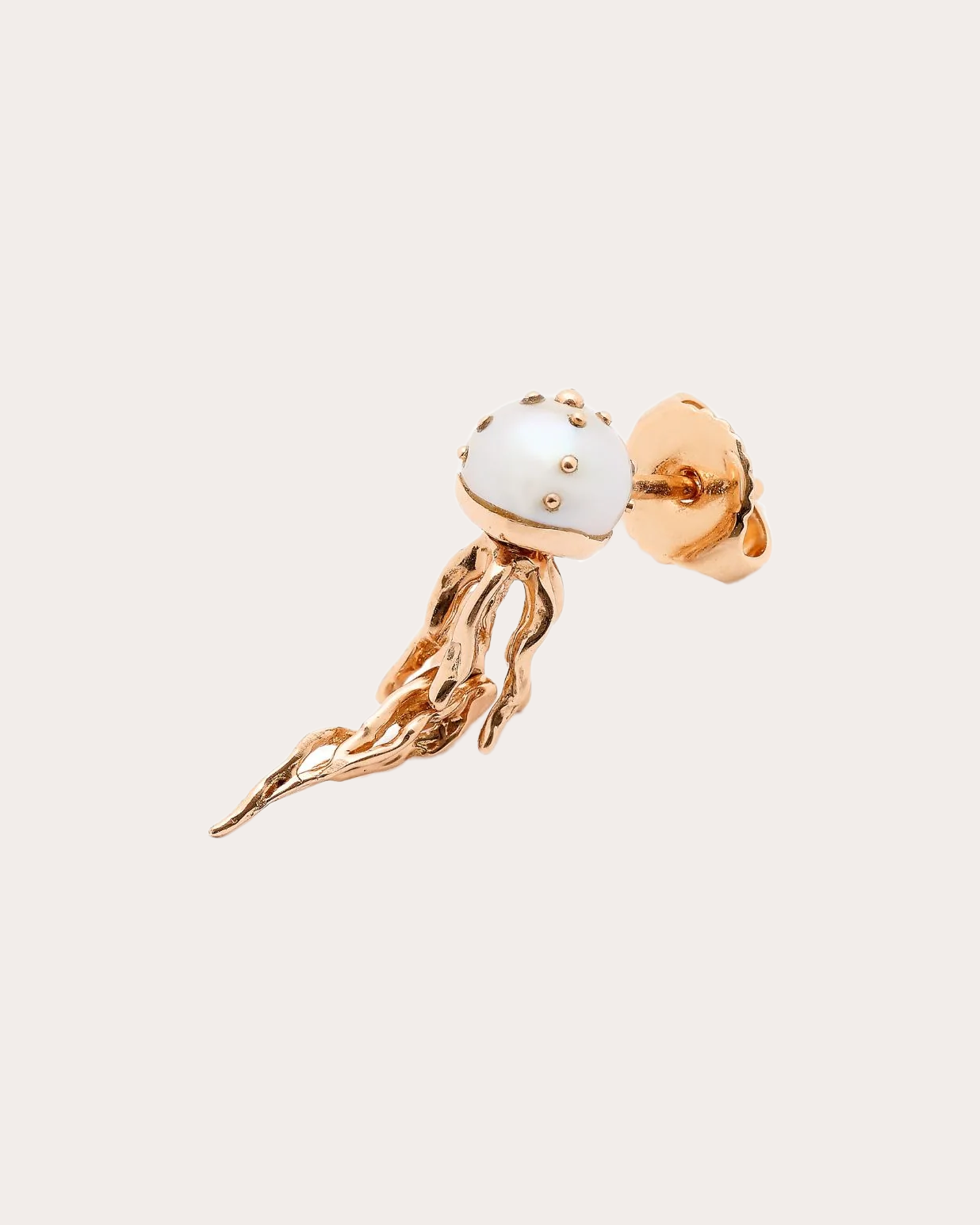 Akoya Pearl & 18k Rose Gold Mini Jellyfish Stud Earring