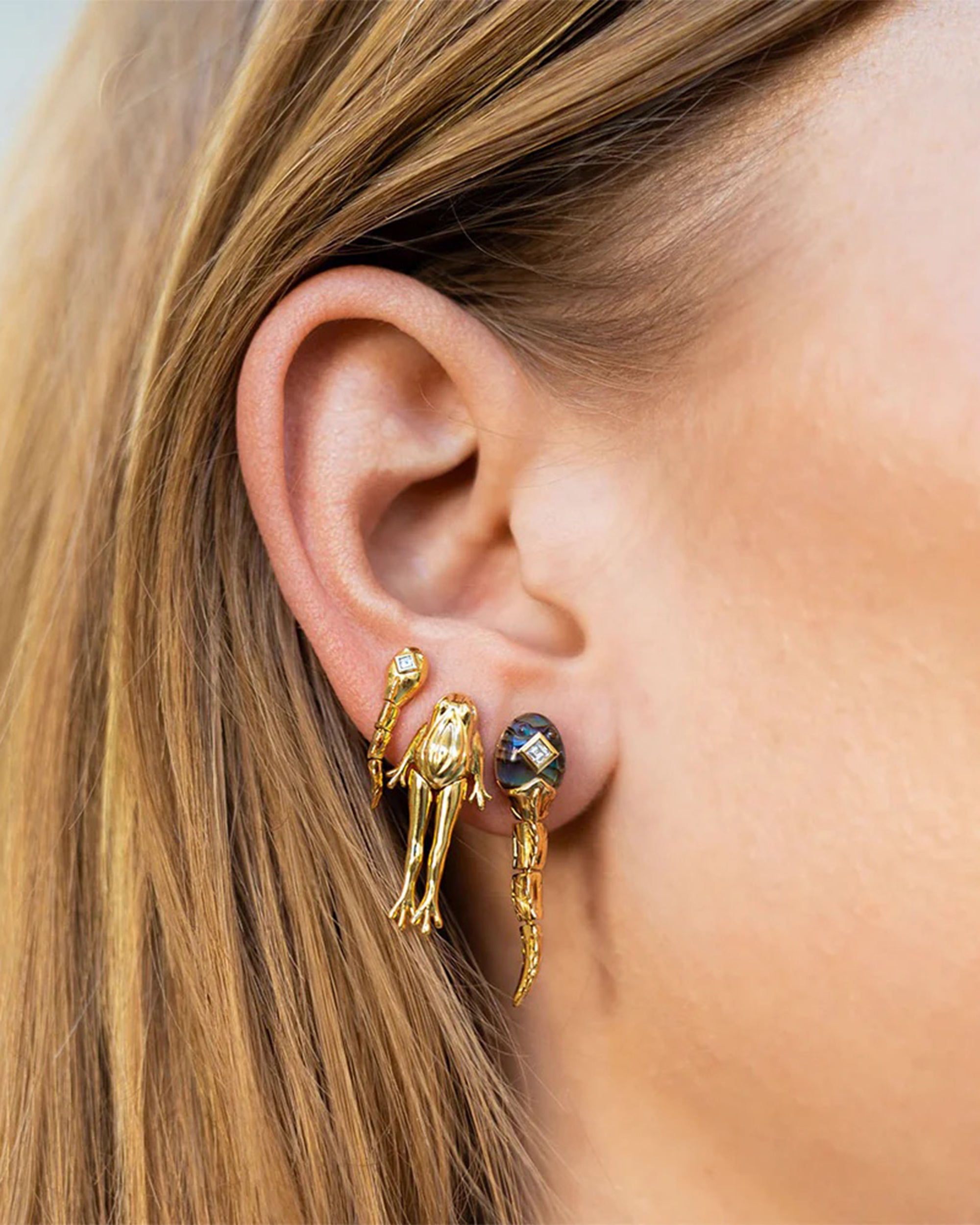 Diamond & Abalone Tadpole Drop Earring