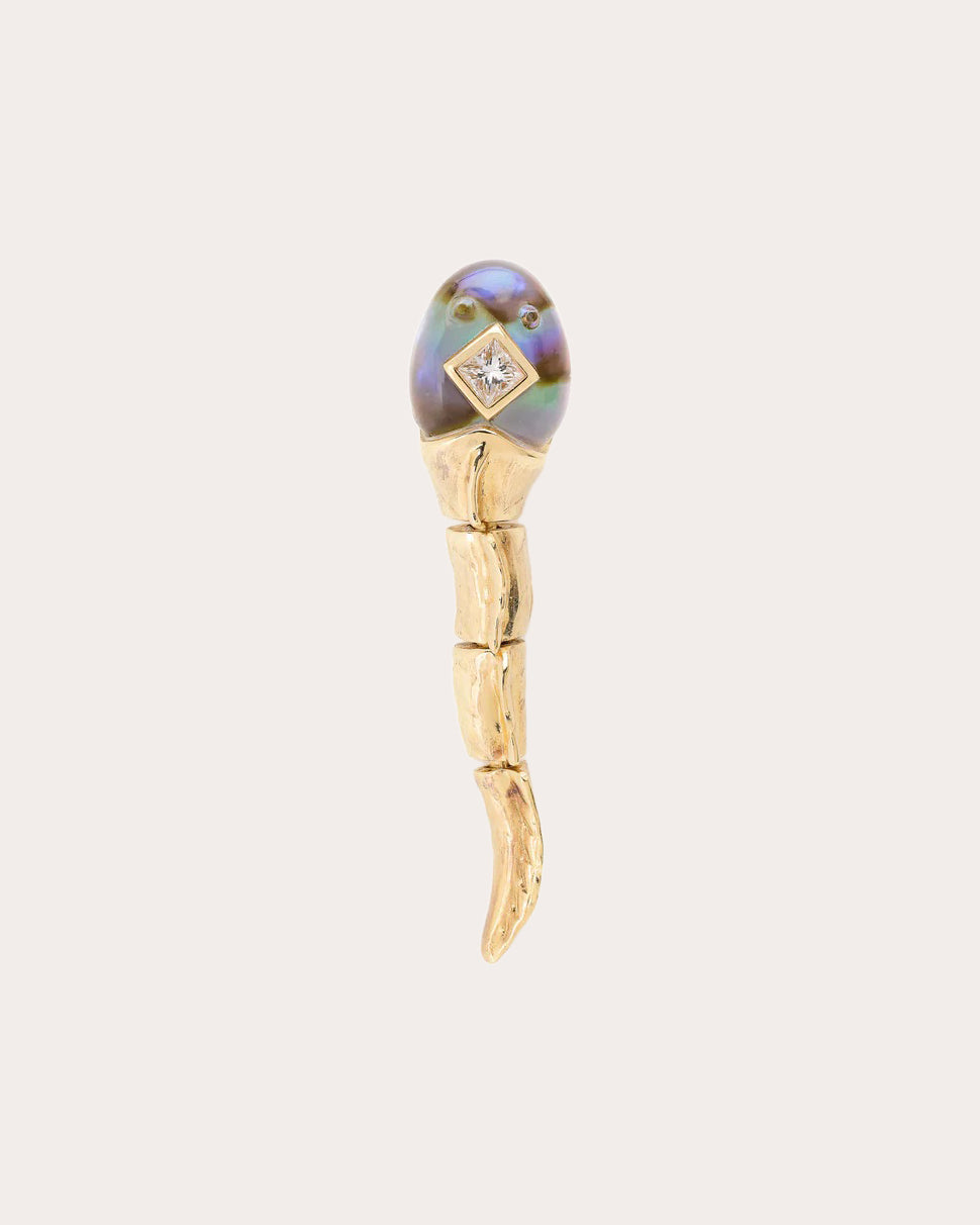 Diamond & Abalone Tadpole Drop Earring