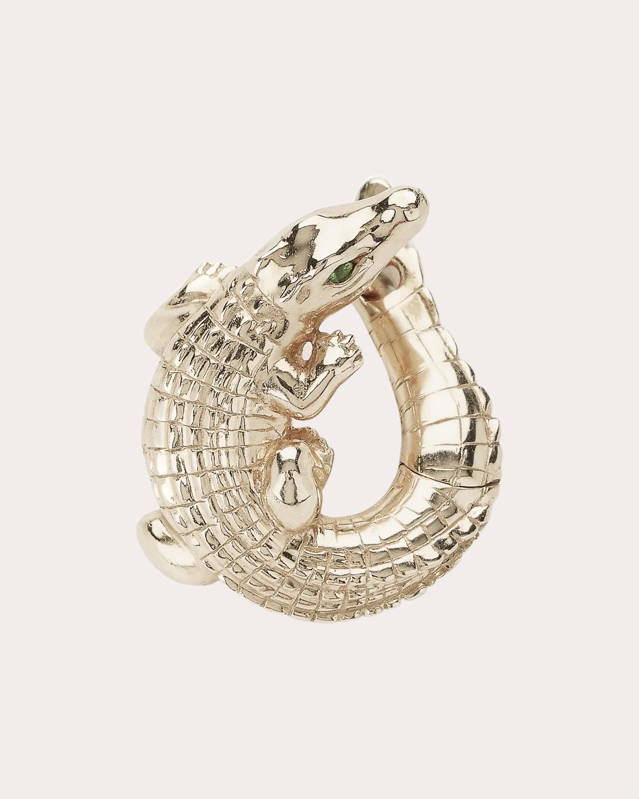 Tsavorite & 18k White Gold Alligator Twist Earring