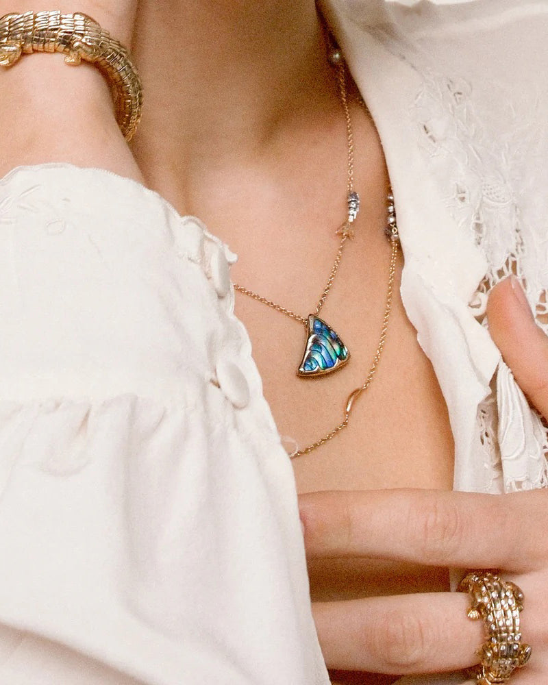 Opal & Mother of Pearl Fin Pendant Necklace