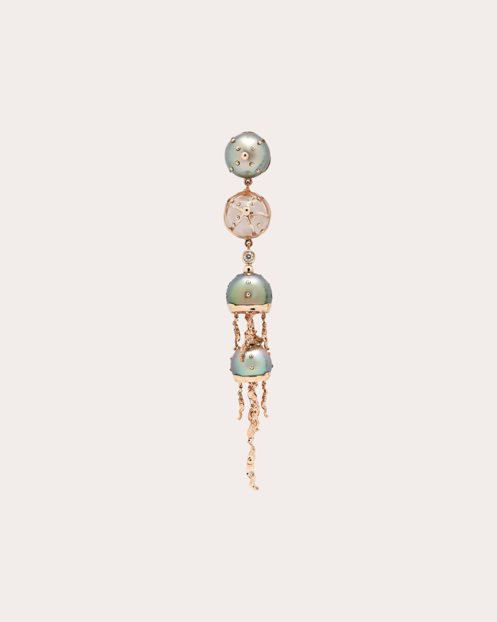 Tahitian Pearl & Quartz Jellyfish Drop Earring
