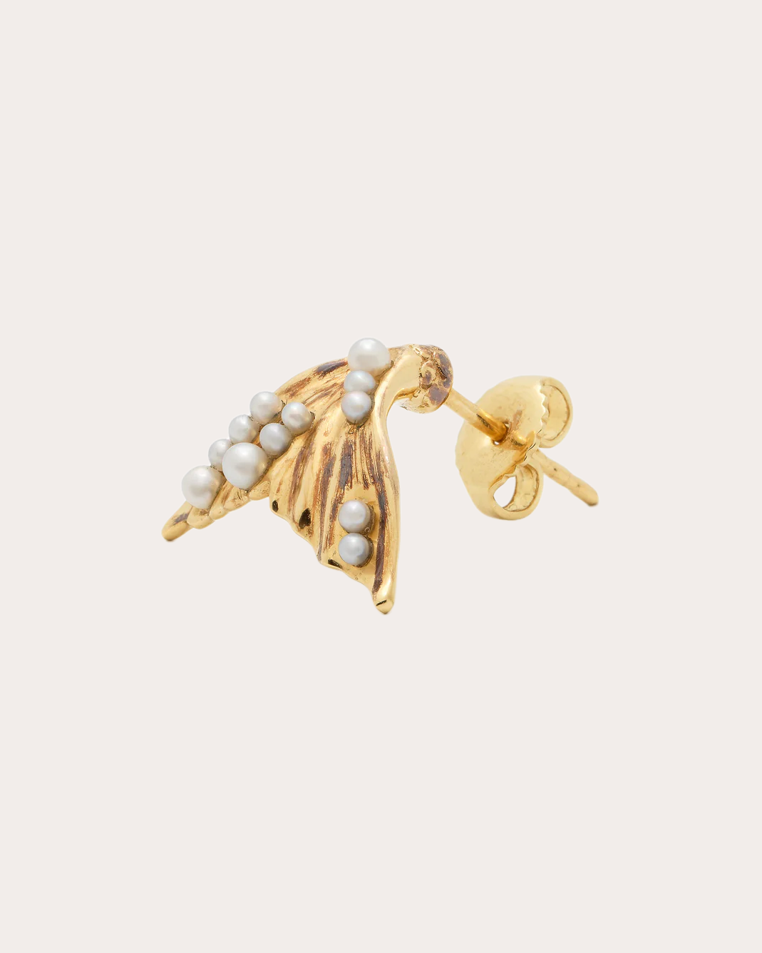 Pearl & 18k Gold Flipper Stud Earring