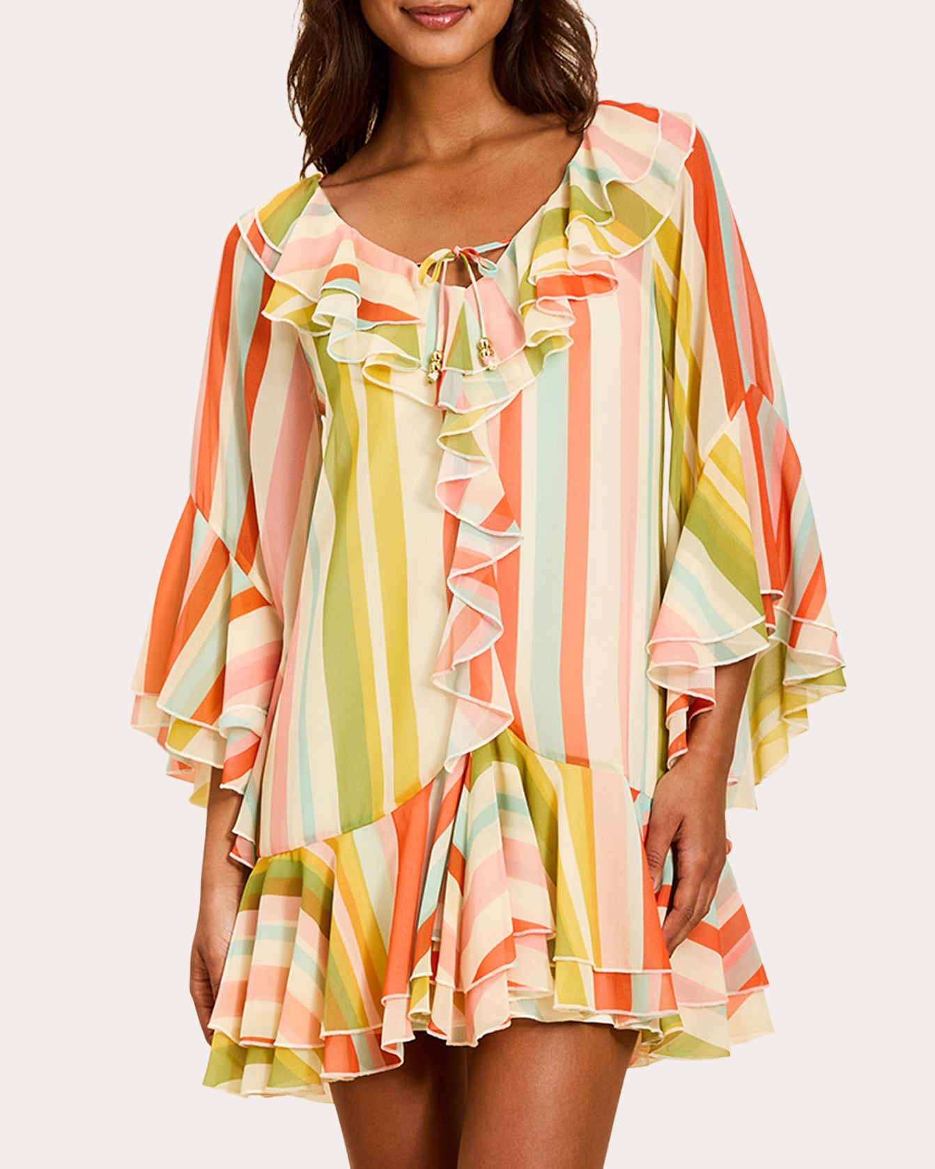 kaftan mini dress EASY WAY OUT WOVEN KAFTAN MINI DRESS l FLYING TOMATO PINK ORANGE / S