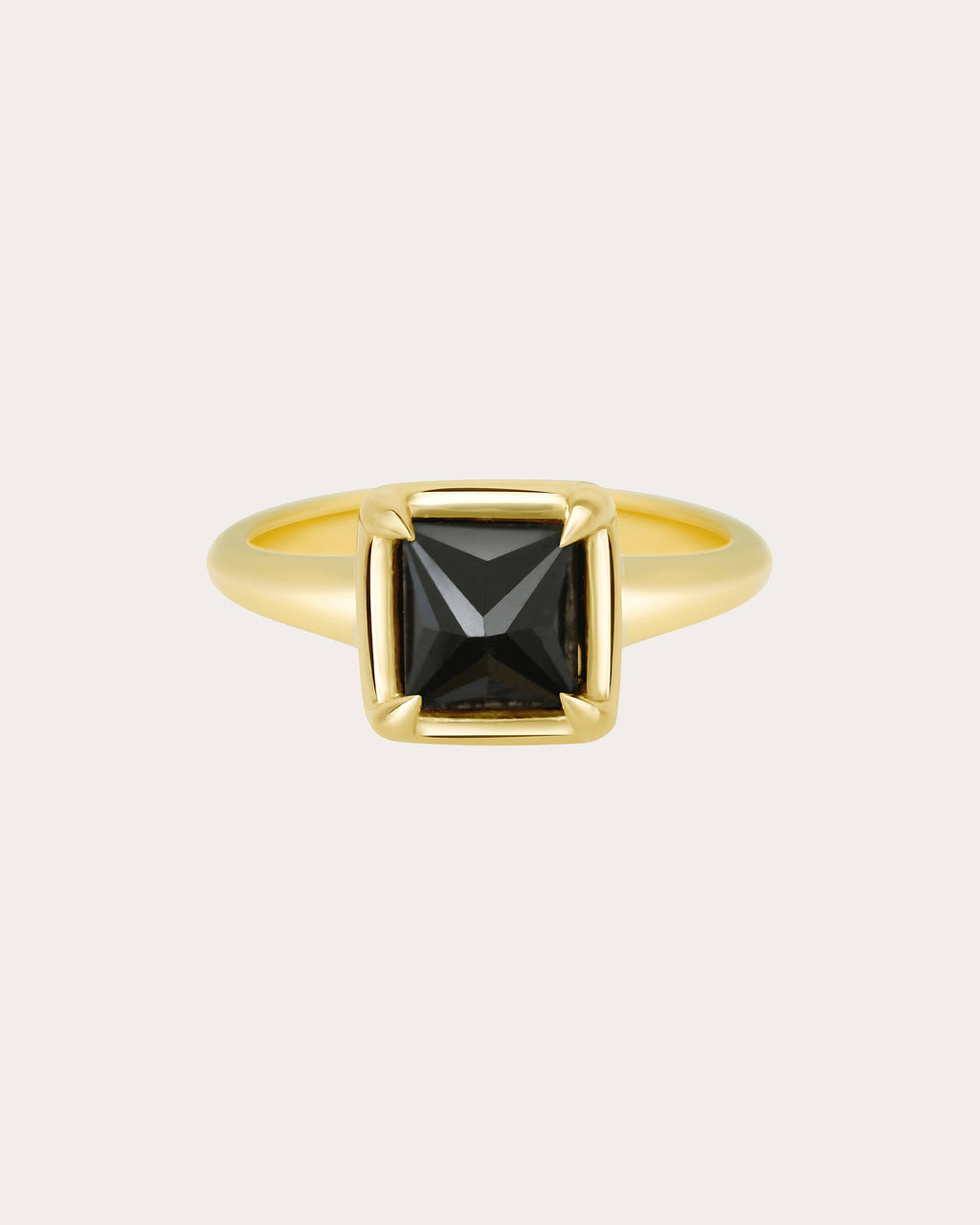 Black Diamond & 18k Gold Pyramid Ring