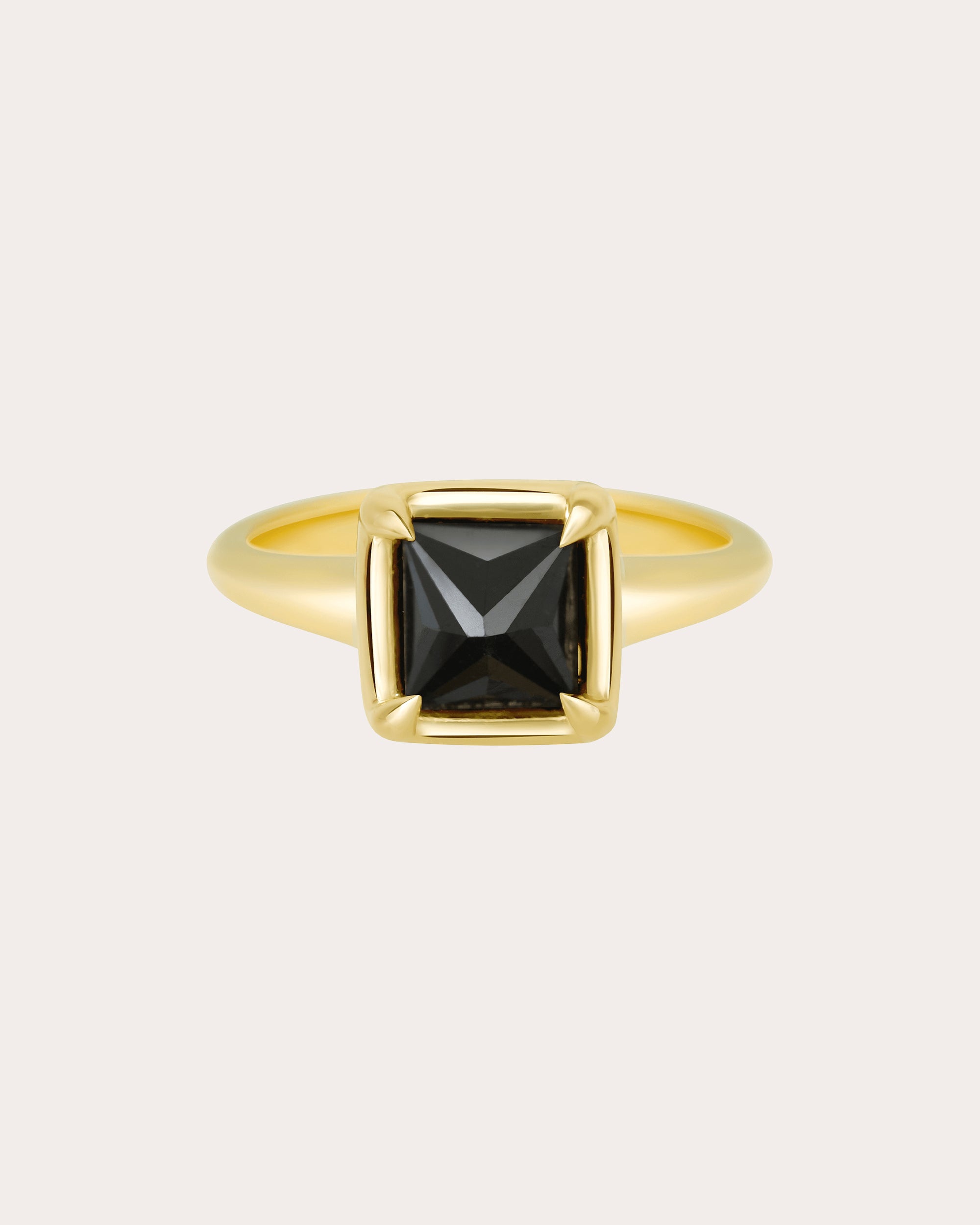 Black Diamond & 18k Gold Pyramid Ring