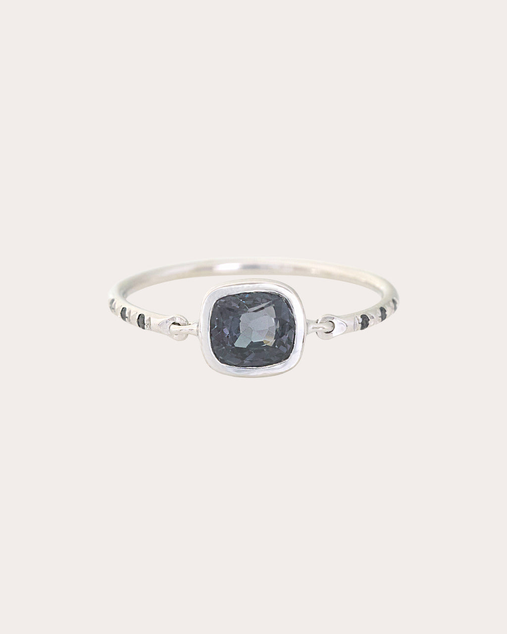 Black Spinel & Black Diamond Petite Circle Ring