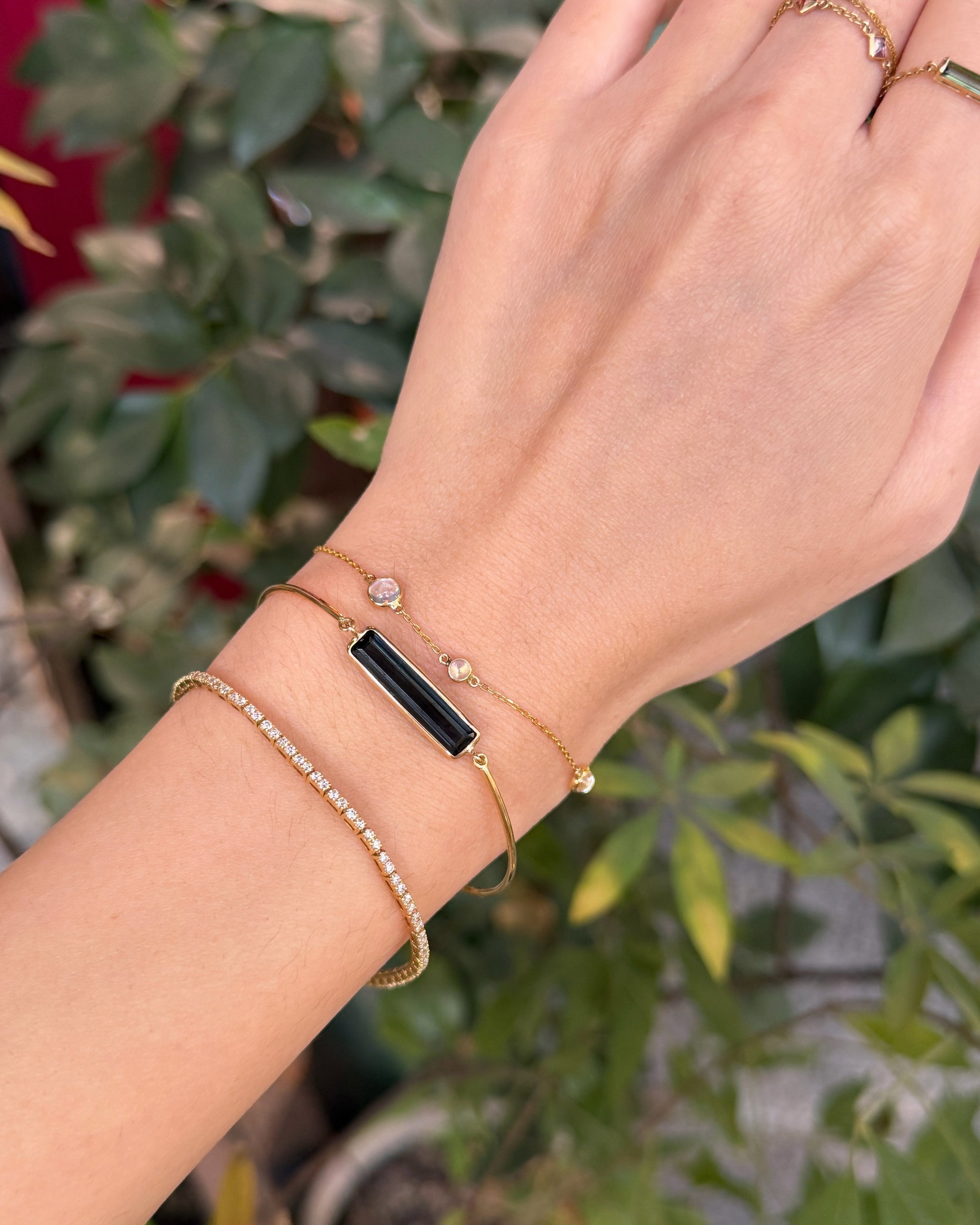 Black Tourmaline Protection Bar Bangle