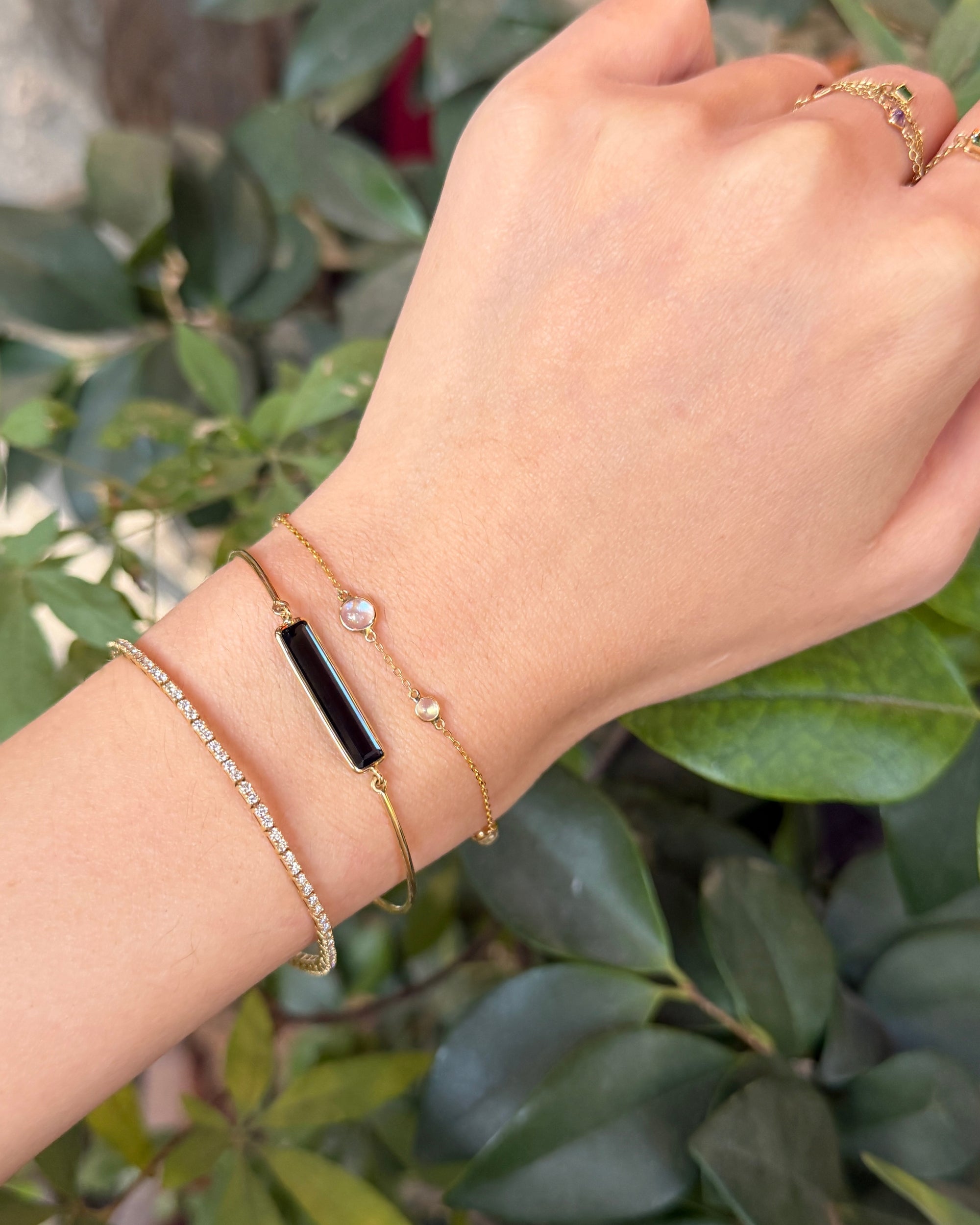 Black Tourmaline Protection Bar Bangle