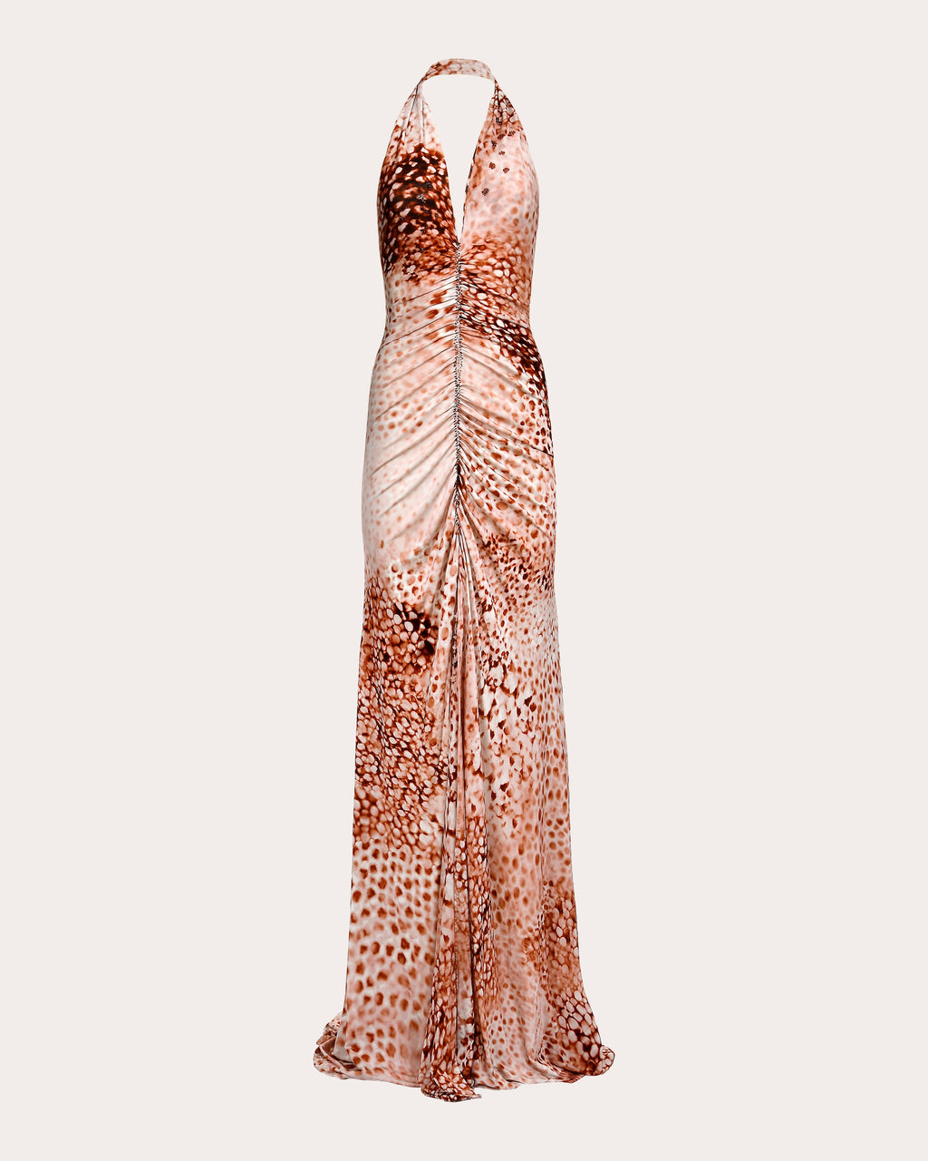 Blush Line Jersey Ruched Halter Gown