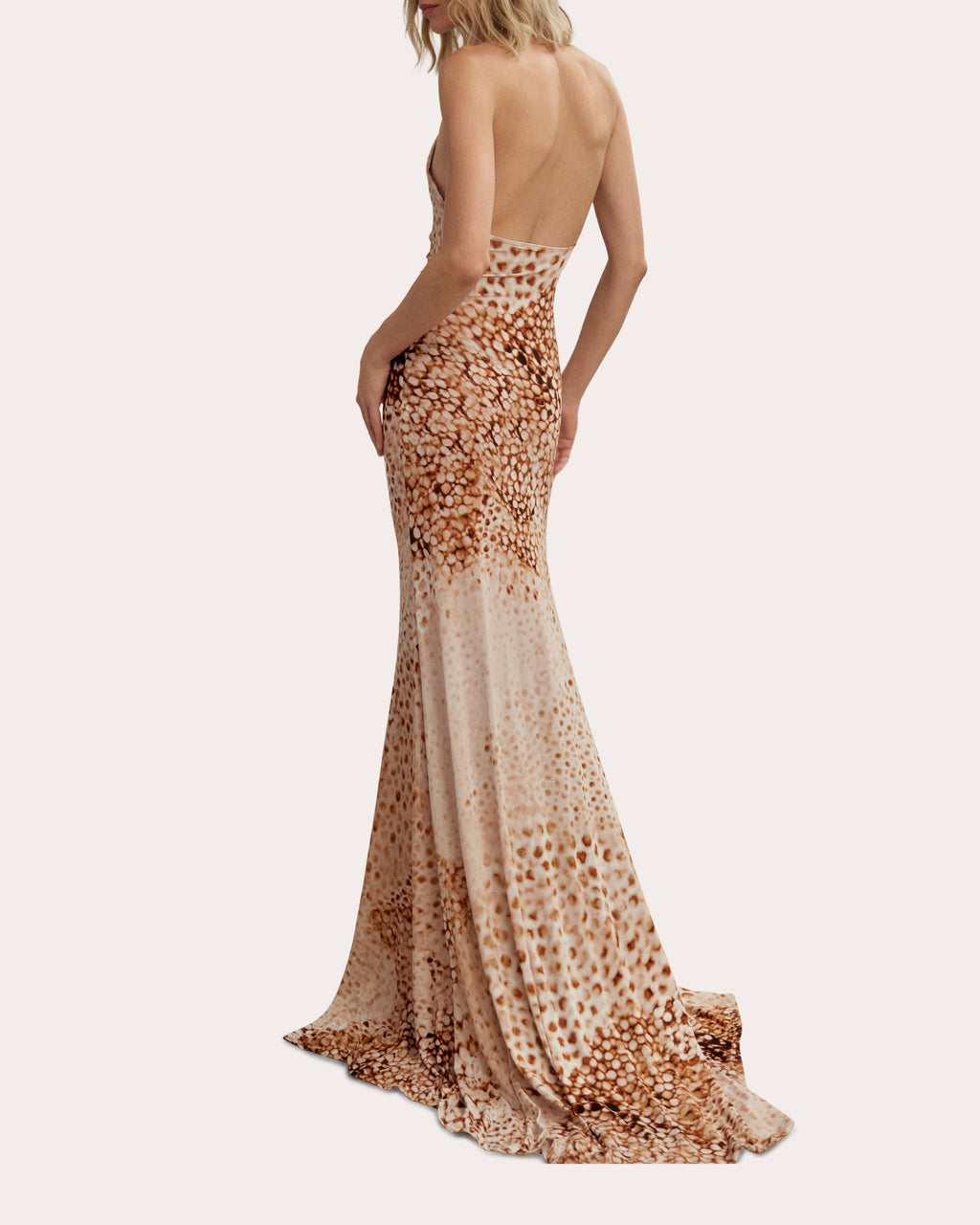Blush Line Jersey Ruched Halter Gown