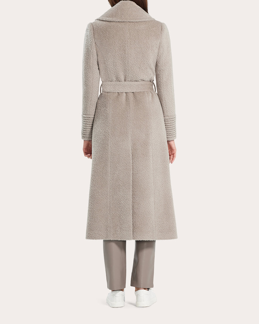 Bouclé Alpaca Long Notch Collar Wrap Coat