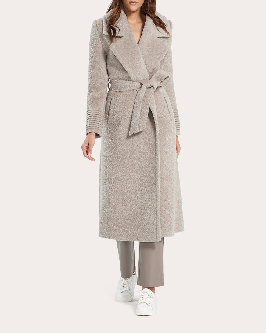 Bouclé Alpaca Long Notch Collar Wrap Coat
