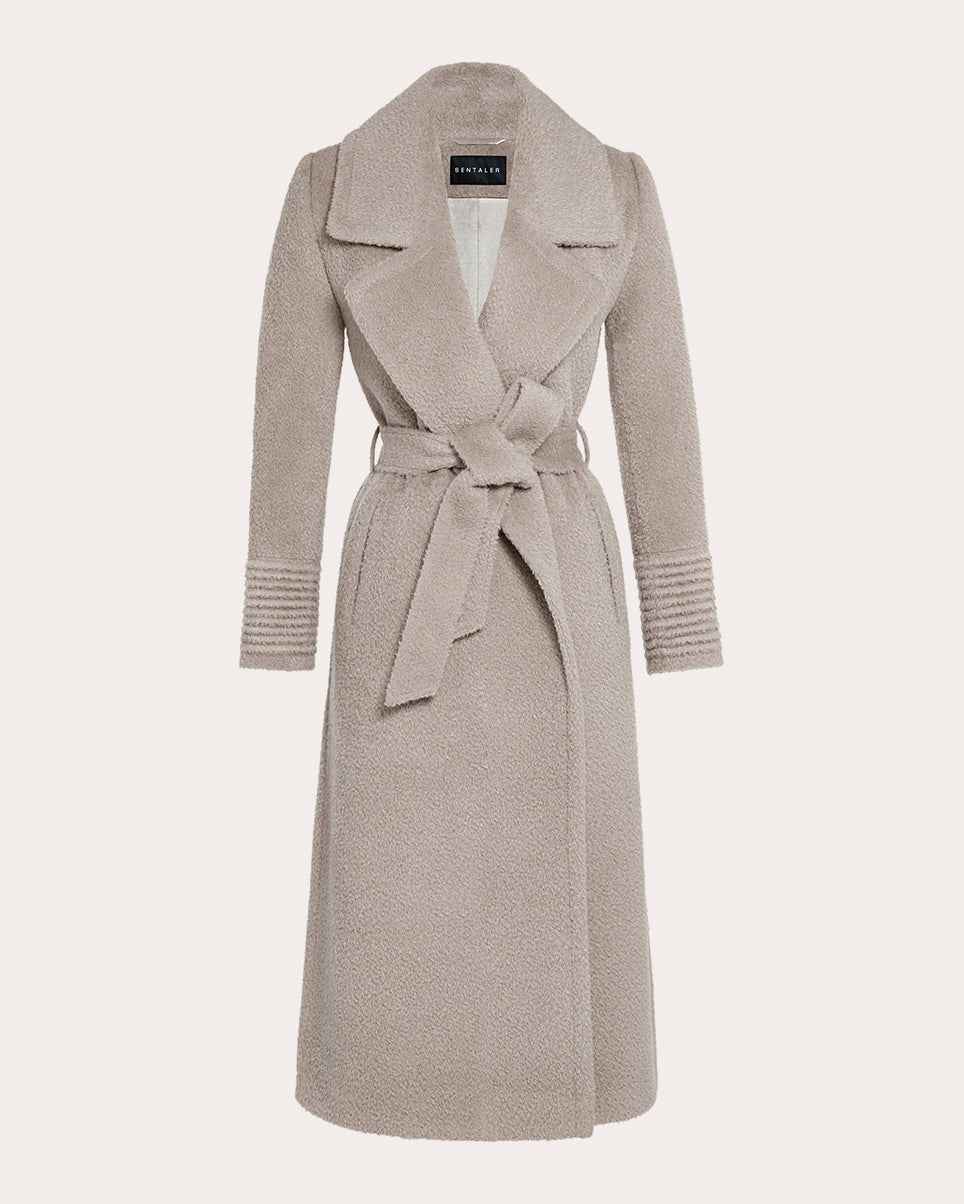 Bouclé Alpaca Long Notch Collar Wrap Coat