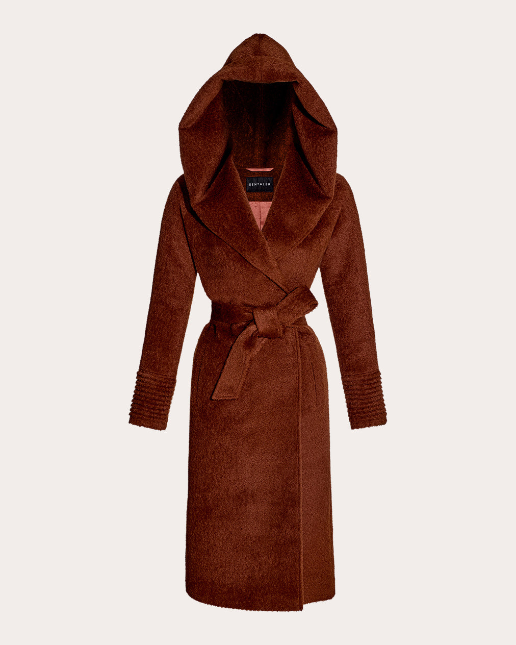 Bouclé Alpaca Long Hooded Coat