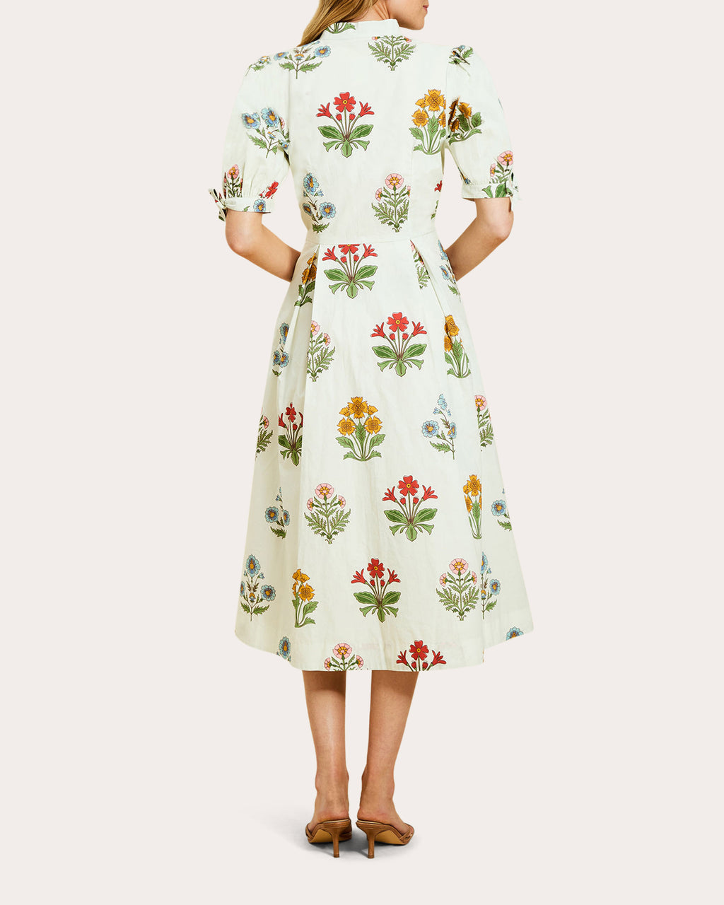 Brooklyn Floral Poplin Puff-Sleeve Midi Dress