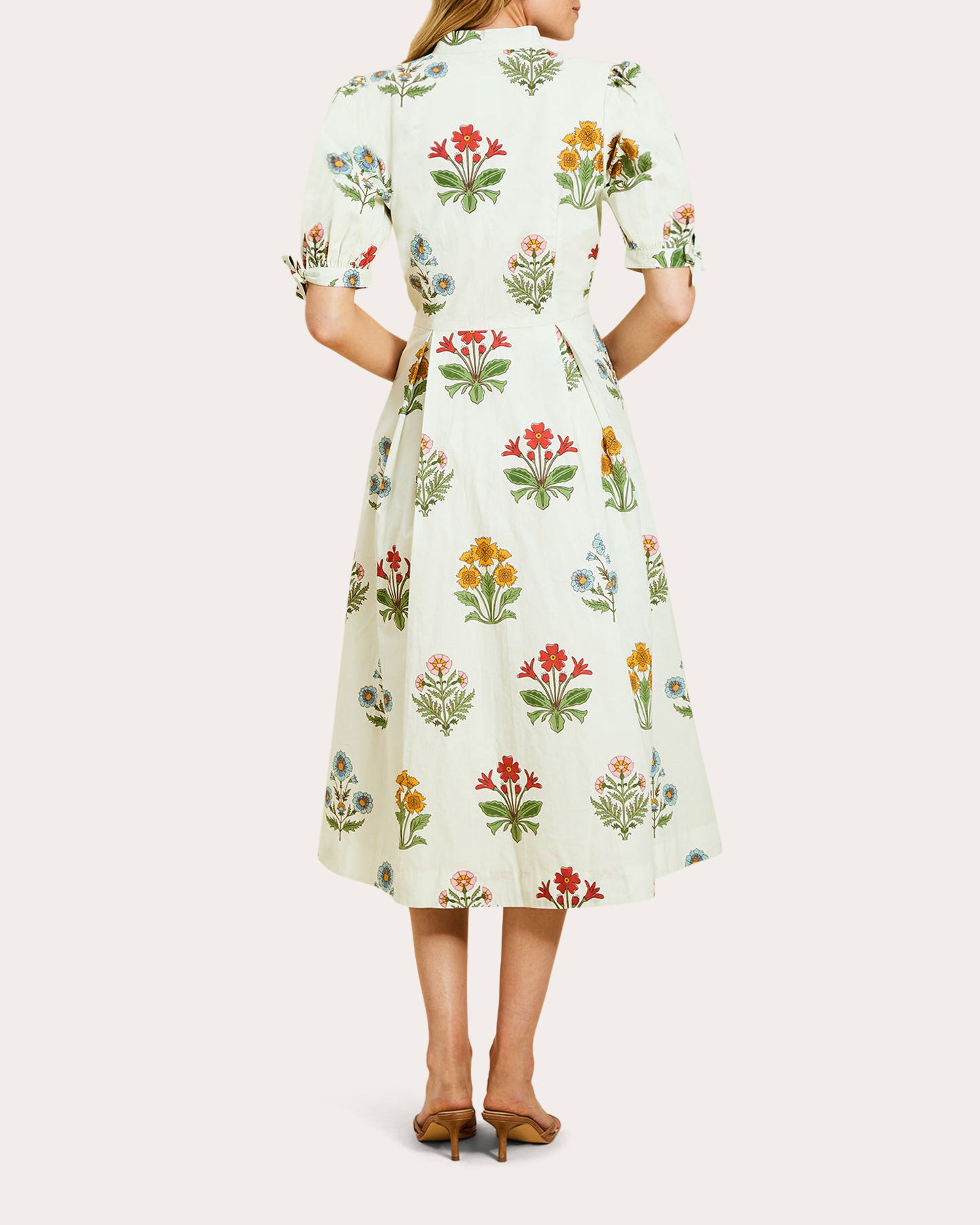 Brooklyn Floral Poplin Puff-Sleeve Midi Dress