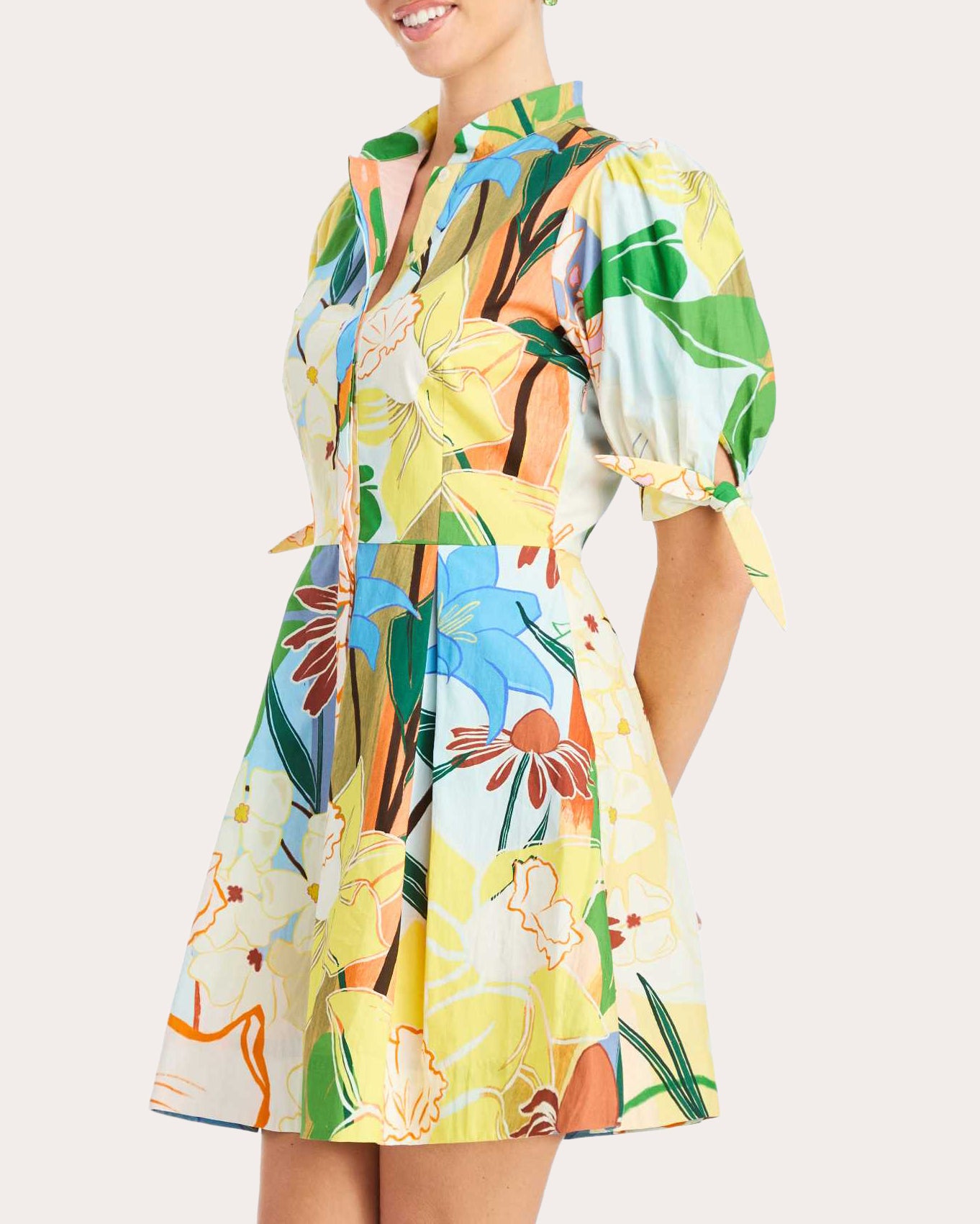 Brooklyn Floral Poplin Puff-Sleeve Mini Dress