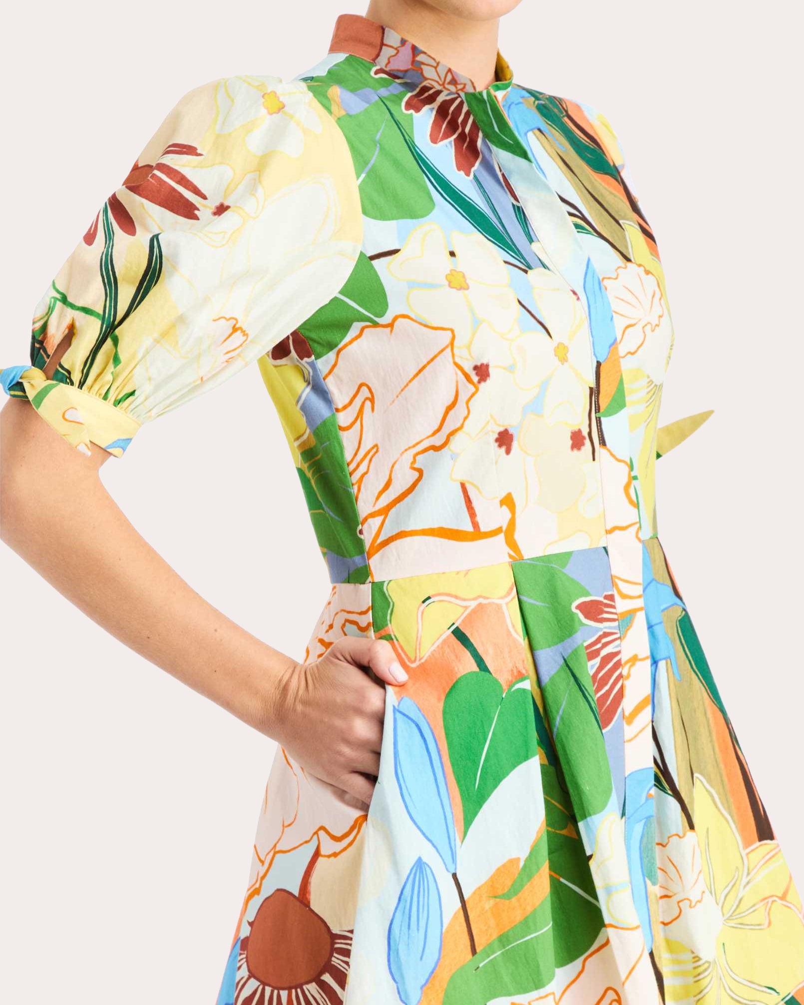 Brooklyn Floral Poplin Puff-Sleeve Mini Dress