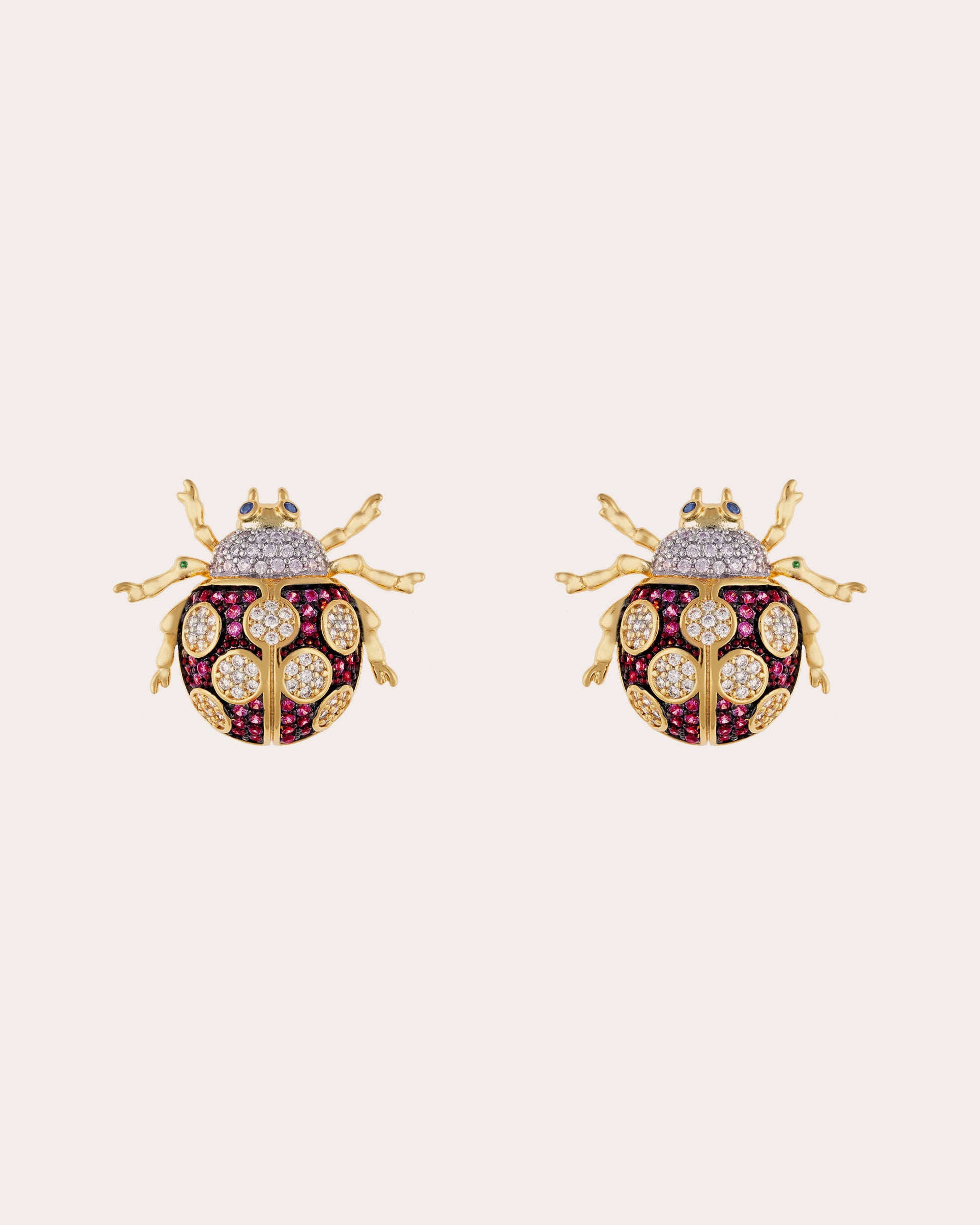 Ladybug 18K Gold Multi-Stone Stud Earrings