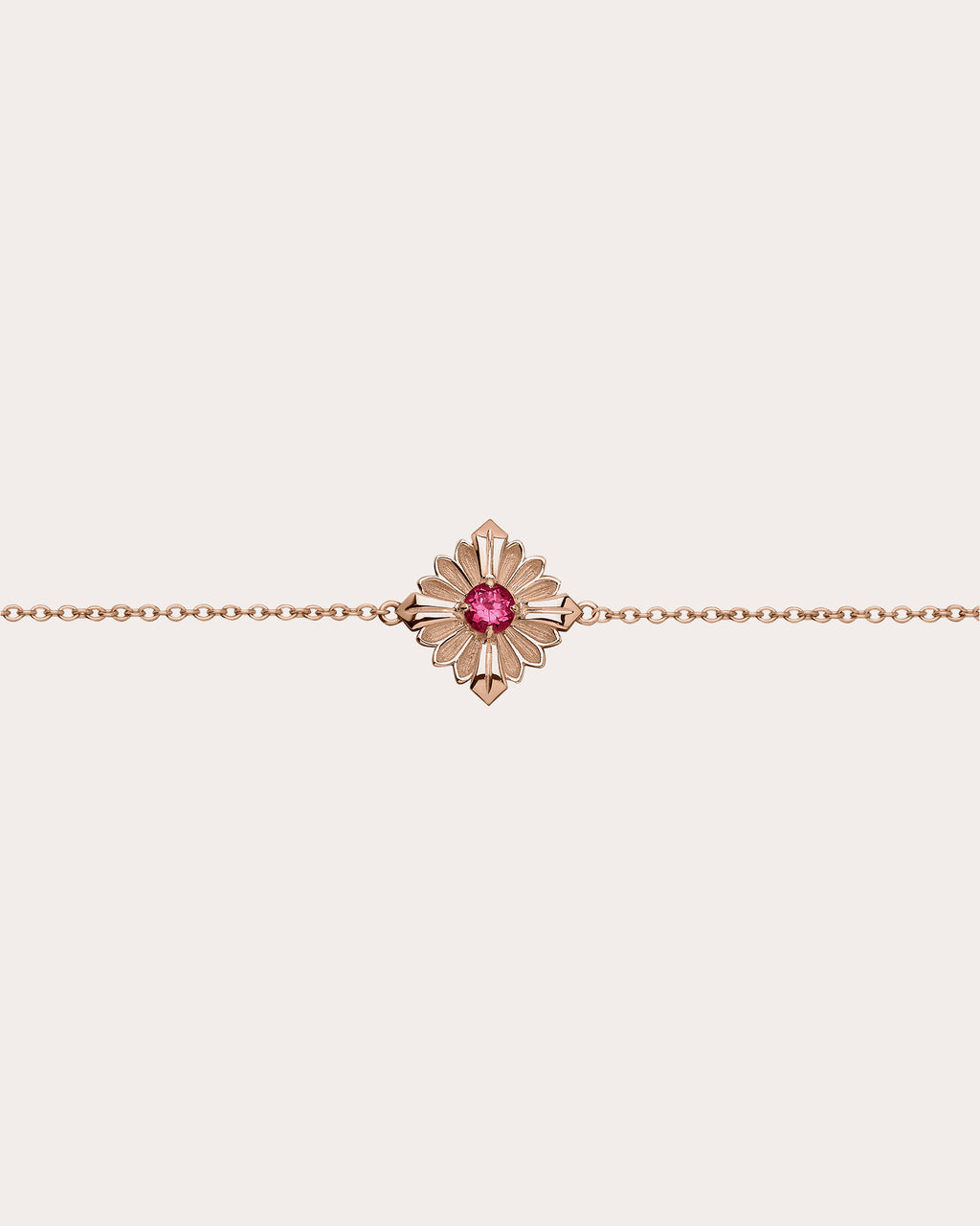 Rubellite & 18k Rose Gold Stamp Bracelet