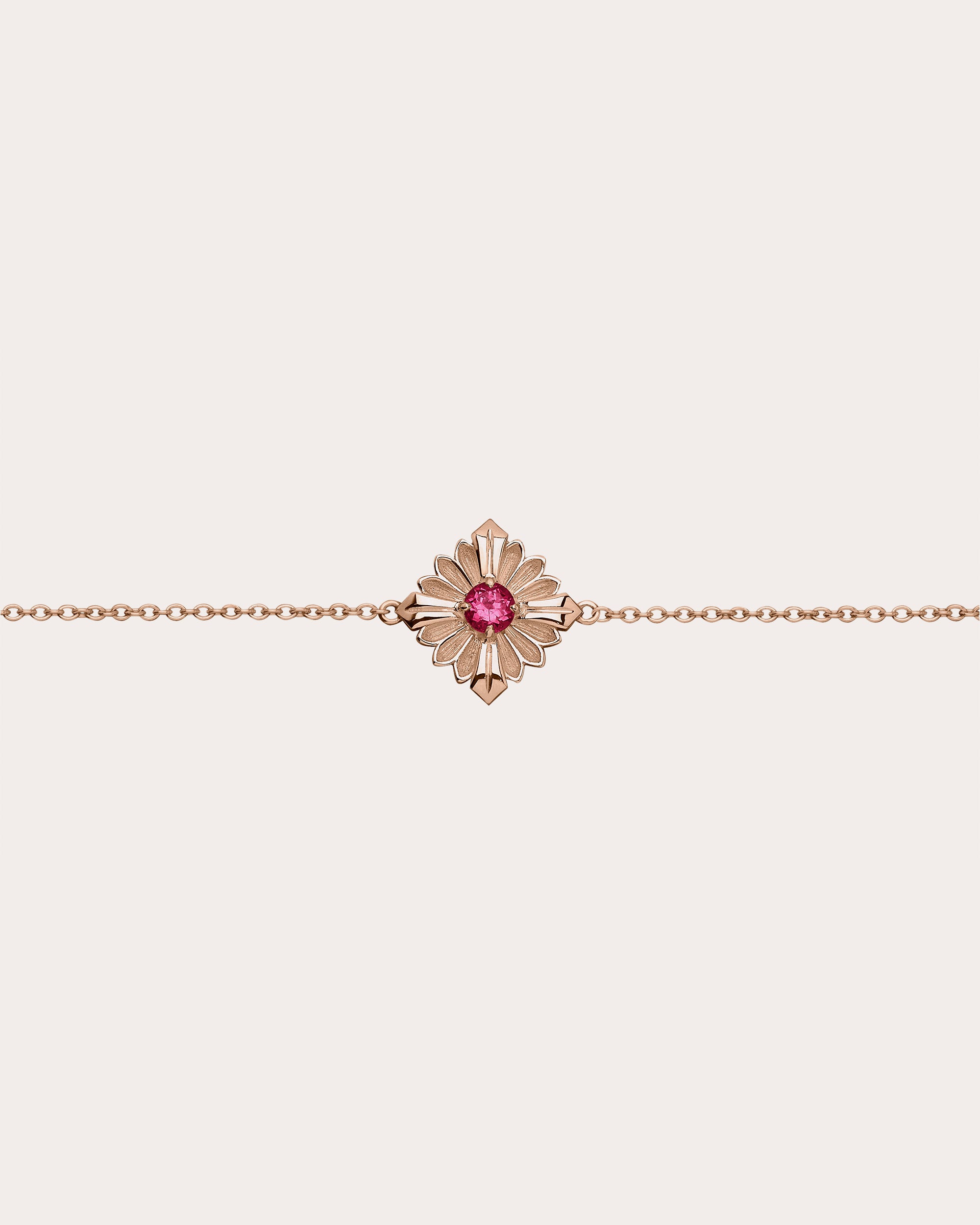 Rubellite & 18k Rose Gold Stamp Bracelet