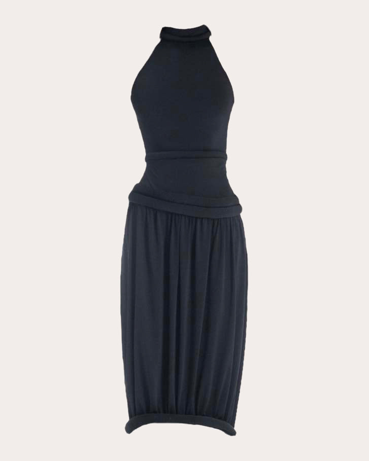 Yume Rolled Mock Neck Midi Dress