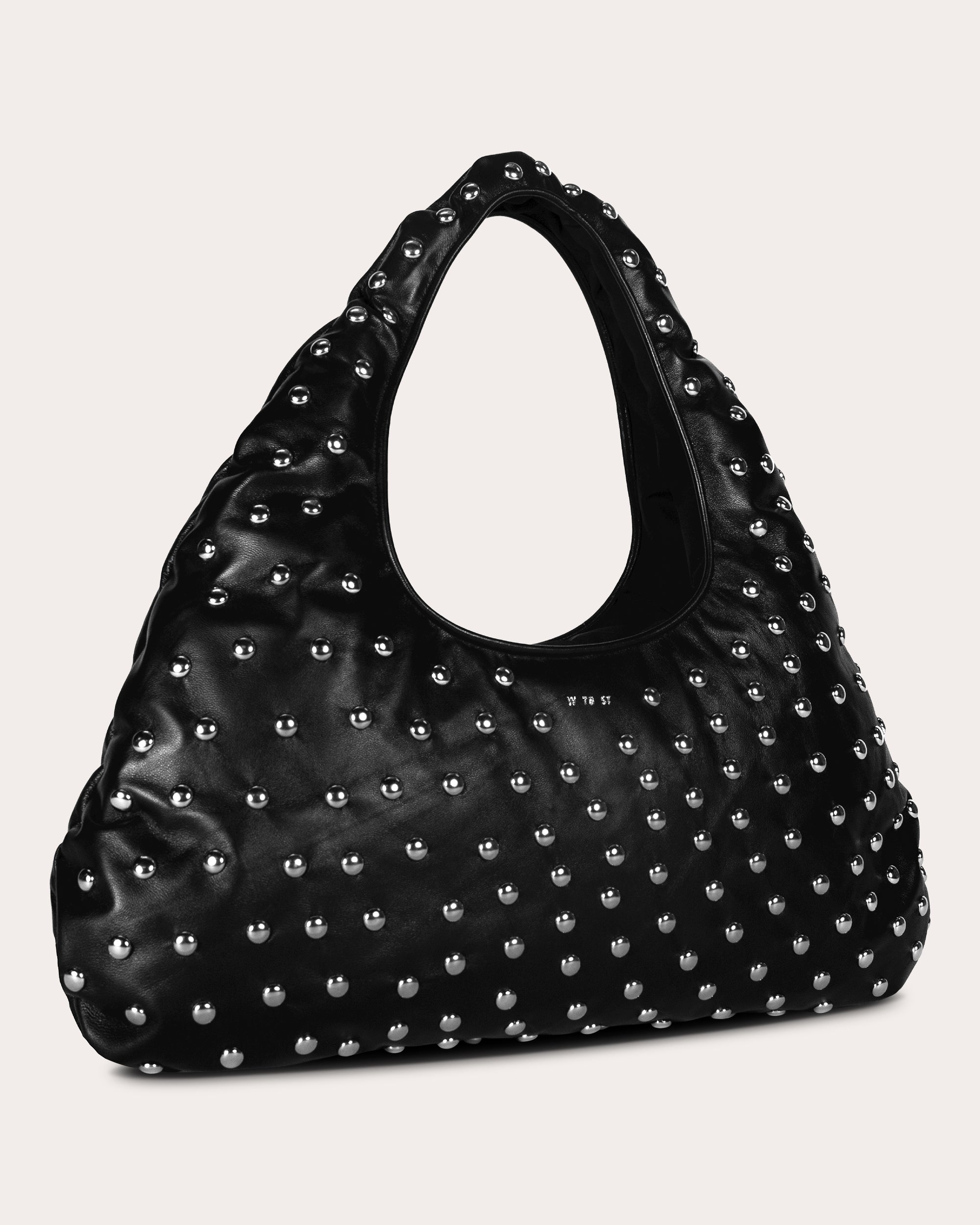 Large Cloud Studded Leather Shoulder Bag | Olivela