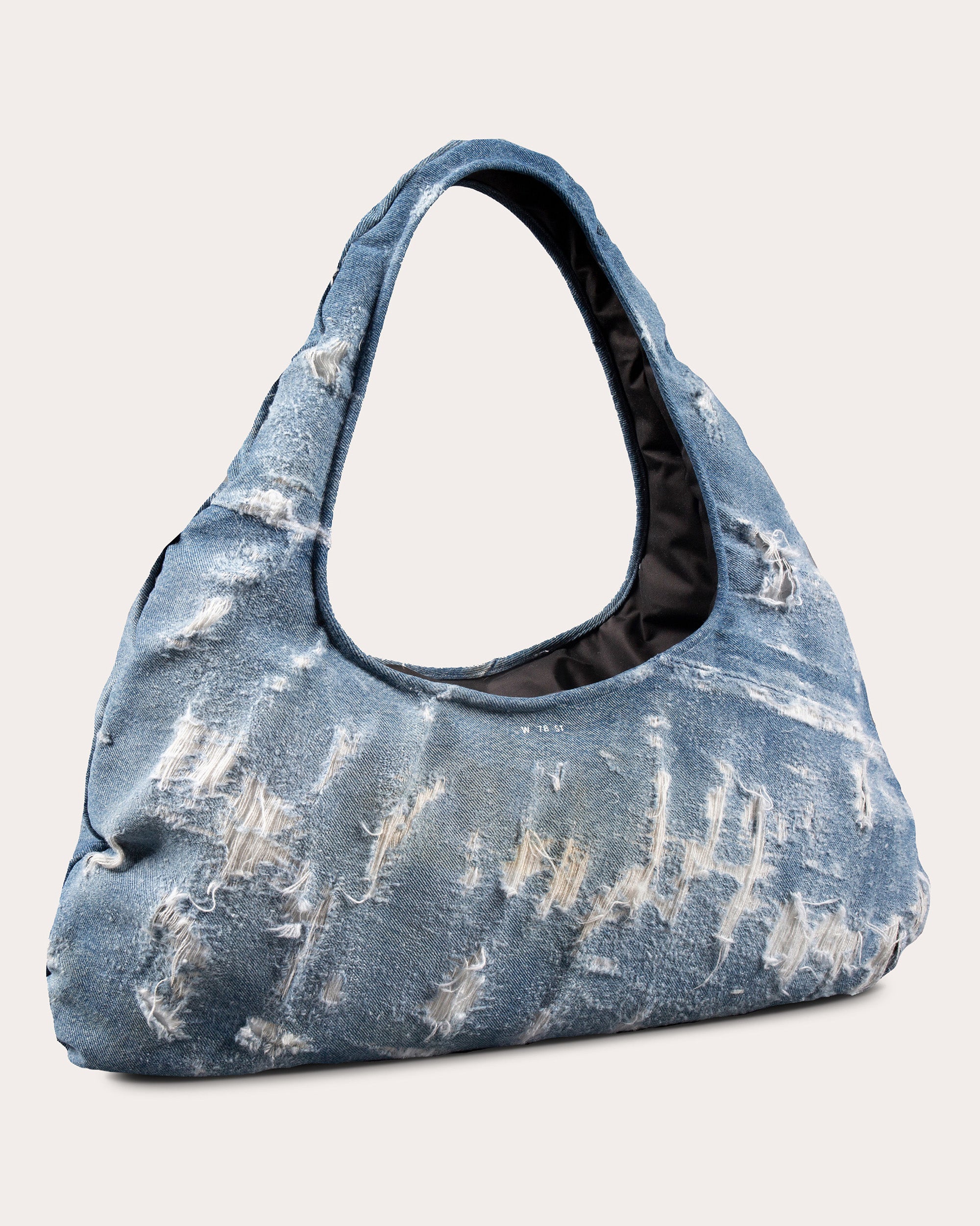 Large Cloud Distressed-Denim Shoulder Bag