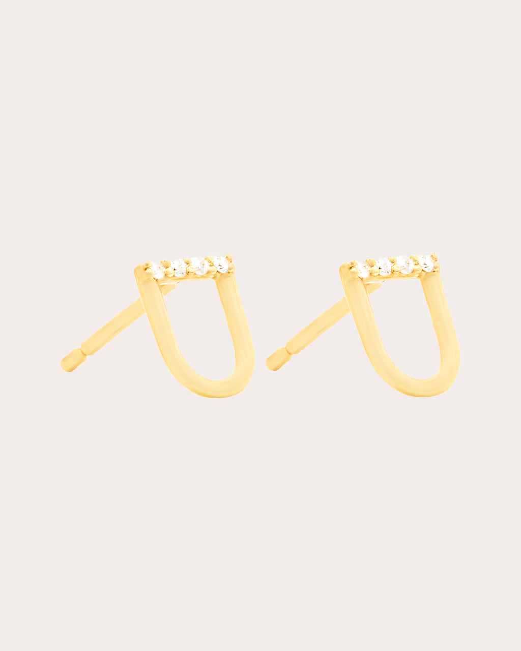 Diamond & 14k Gold Mini Edge Link Stud Earrings