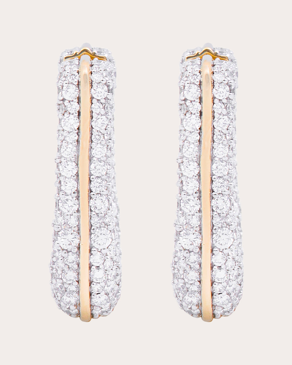 Diamond Found Rib Curve Hoop Earrings