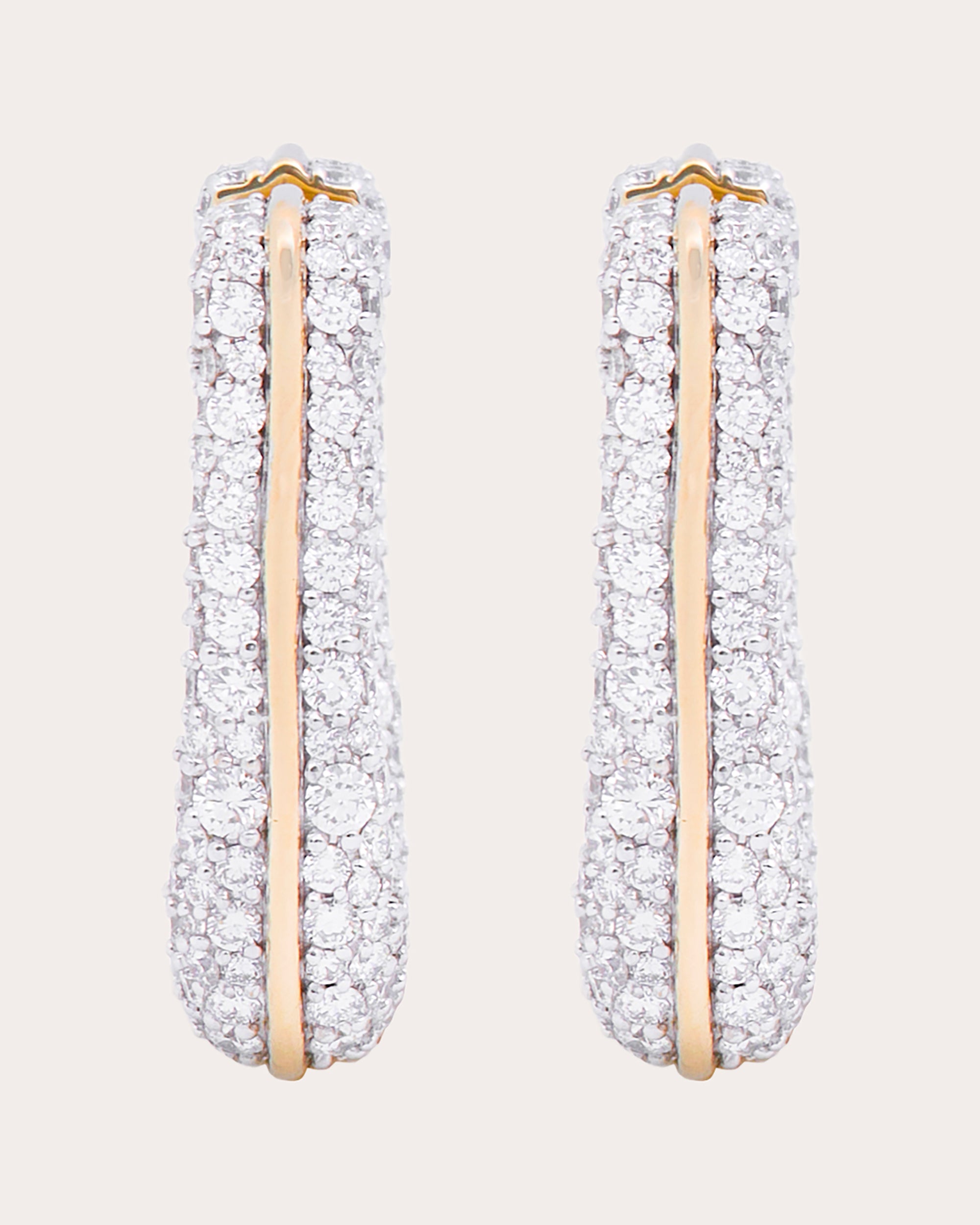Diamond Found Rib Curve Hoop Earrings