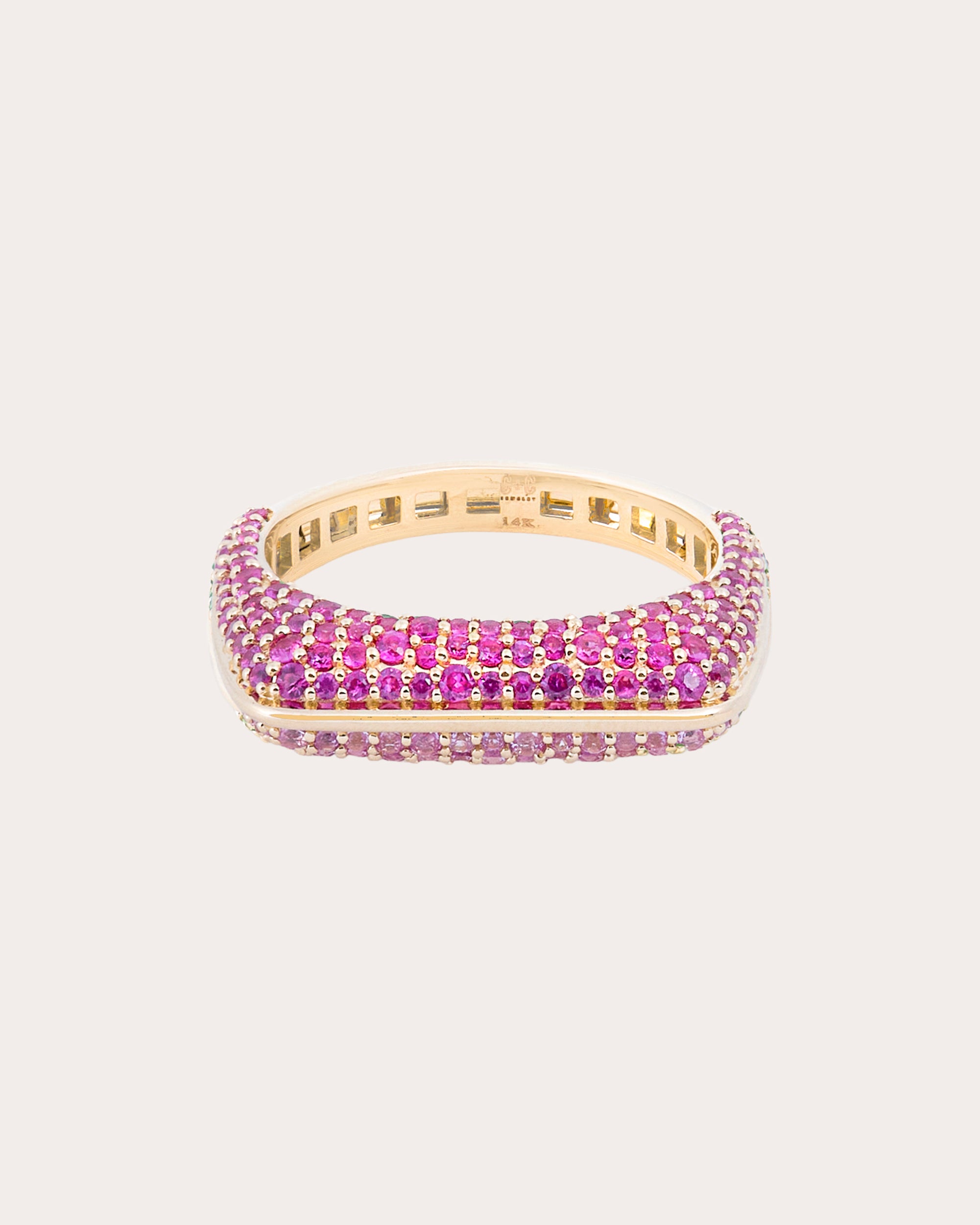 Pink Sapphire Found Rib Curve Band Ring