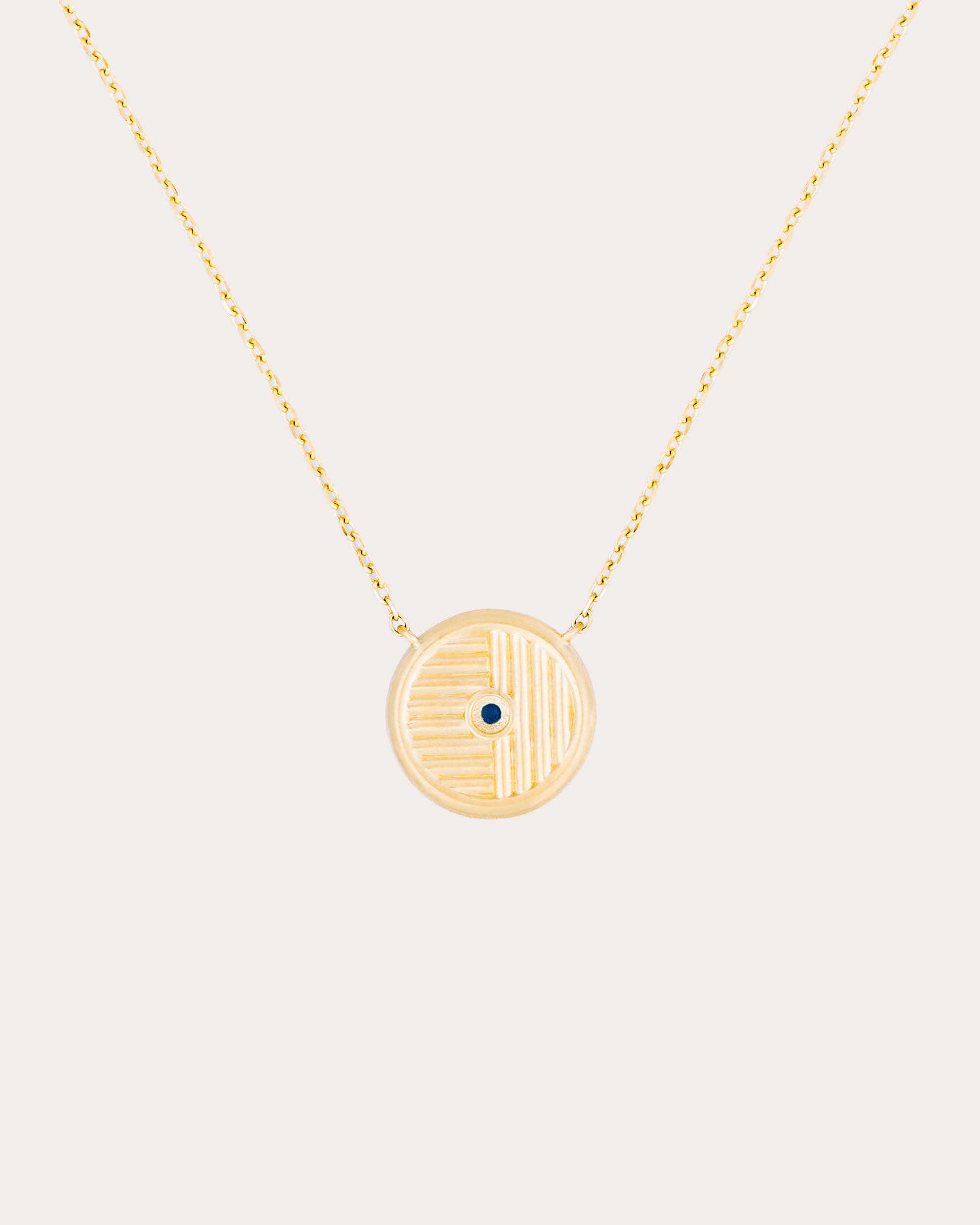 Amethyst & Sapphire Found Small Disc Necklace
