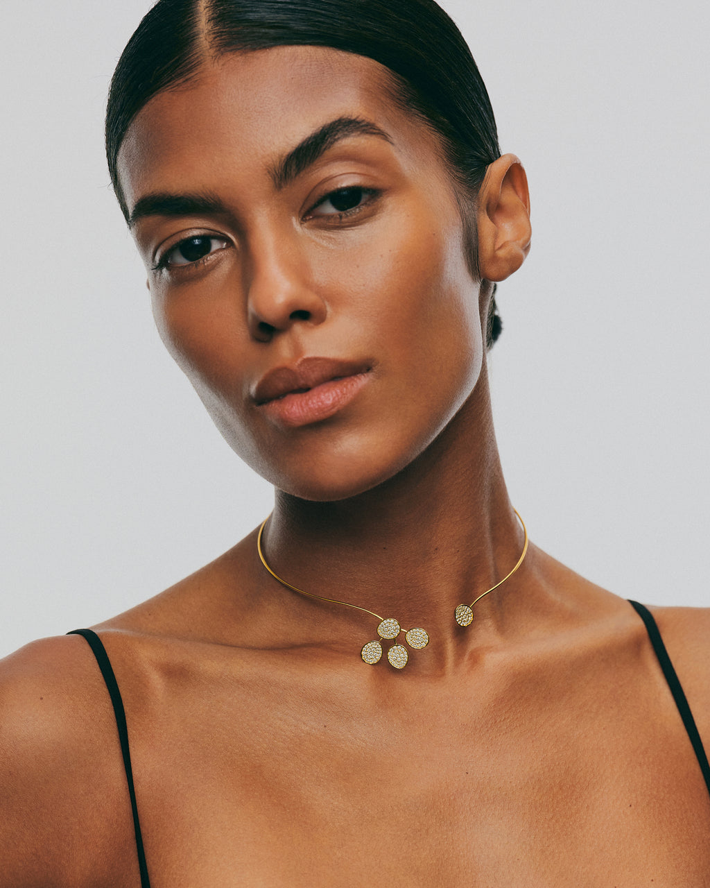 Diamond Petal Flat Collar Necklace
