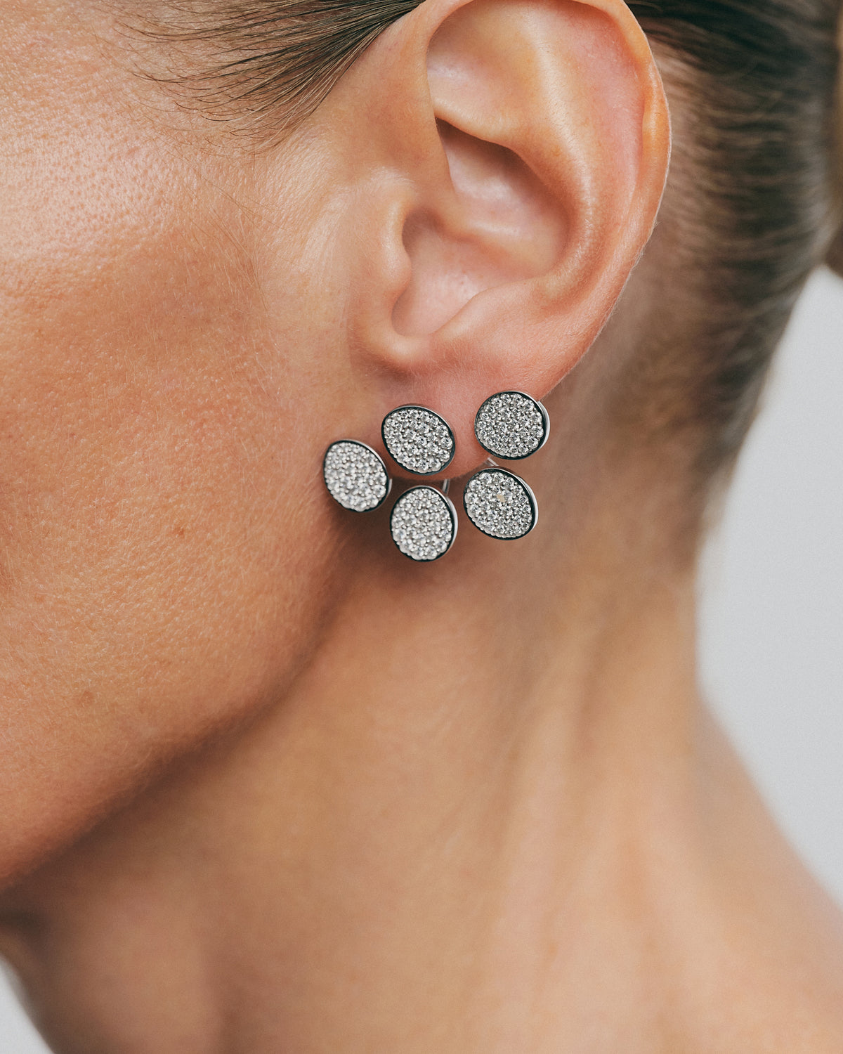 Diamond Bold Quintet Flat Transformer Earrings