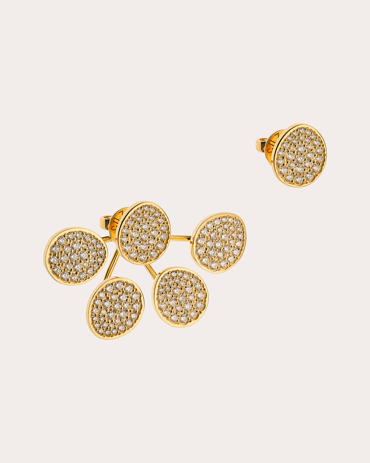 Diamond Bold Quintet Flat Transformer Earrings